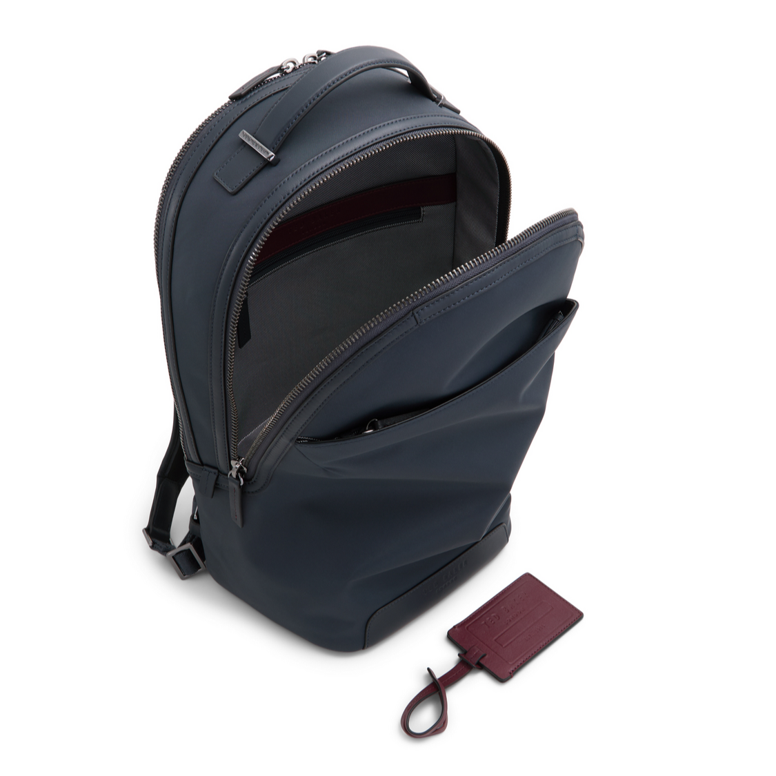 Men XADEN - Nylon Leather Trim Double Zip Backpack - Ted Baker