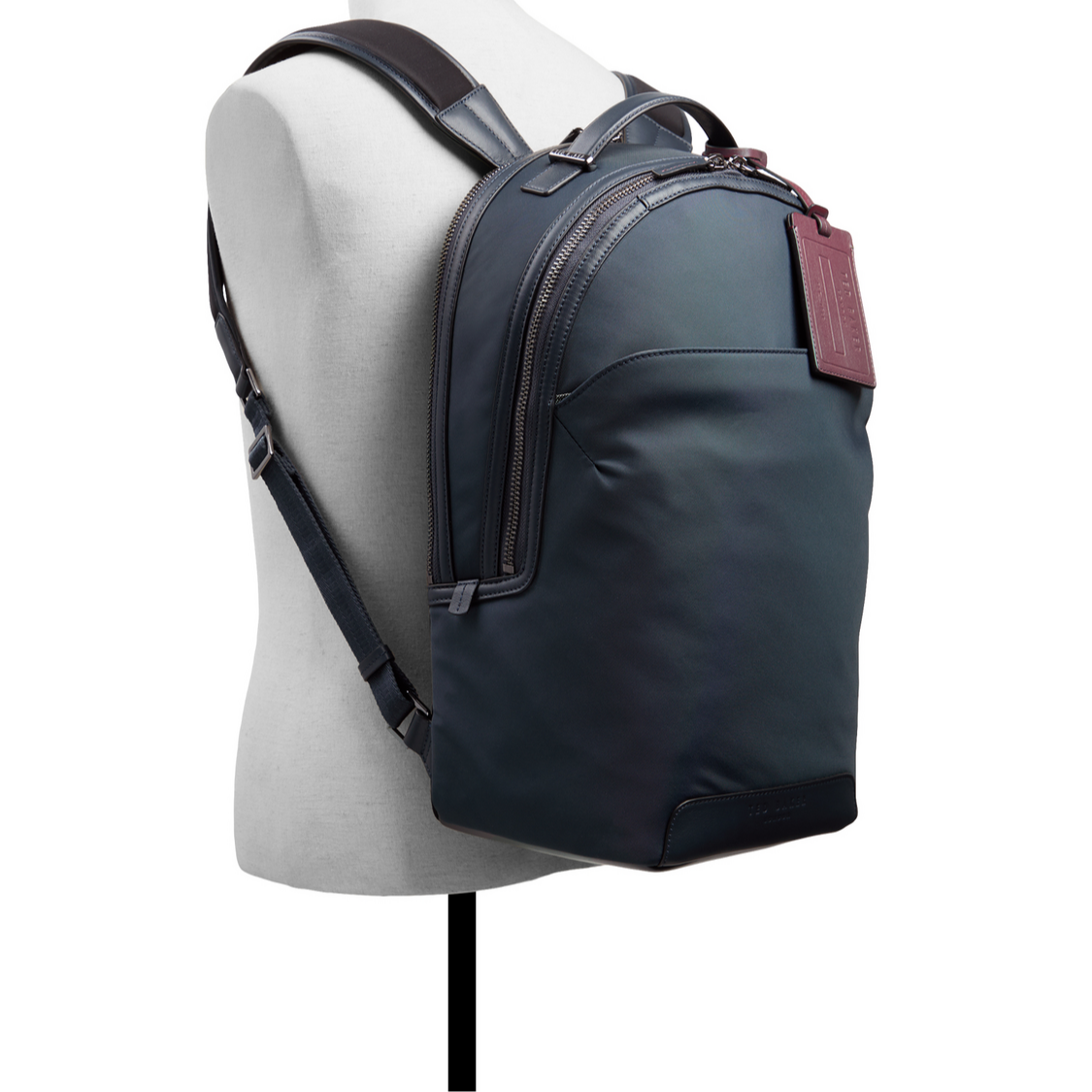 Men XADEN - Nylon Leather Trim Double Zip Backpack - Ted Baker