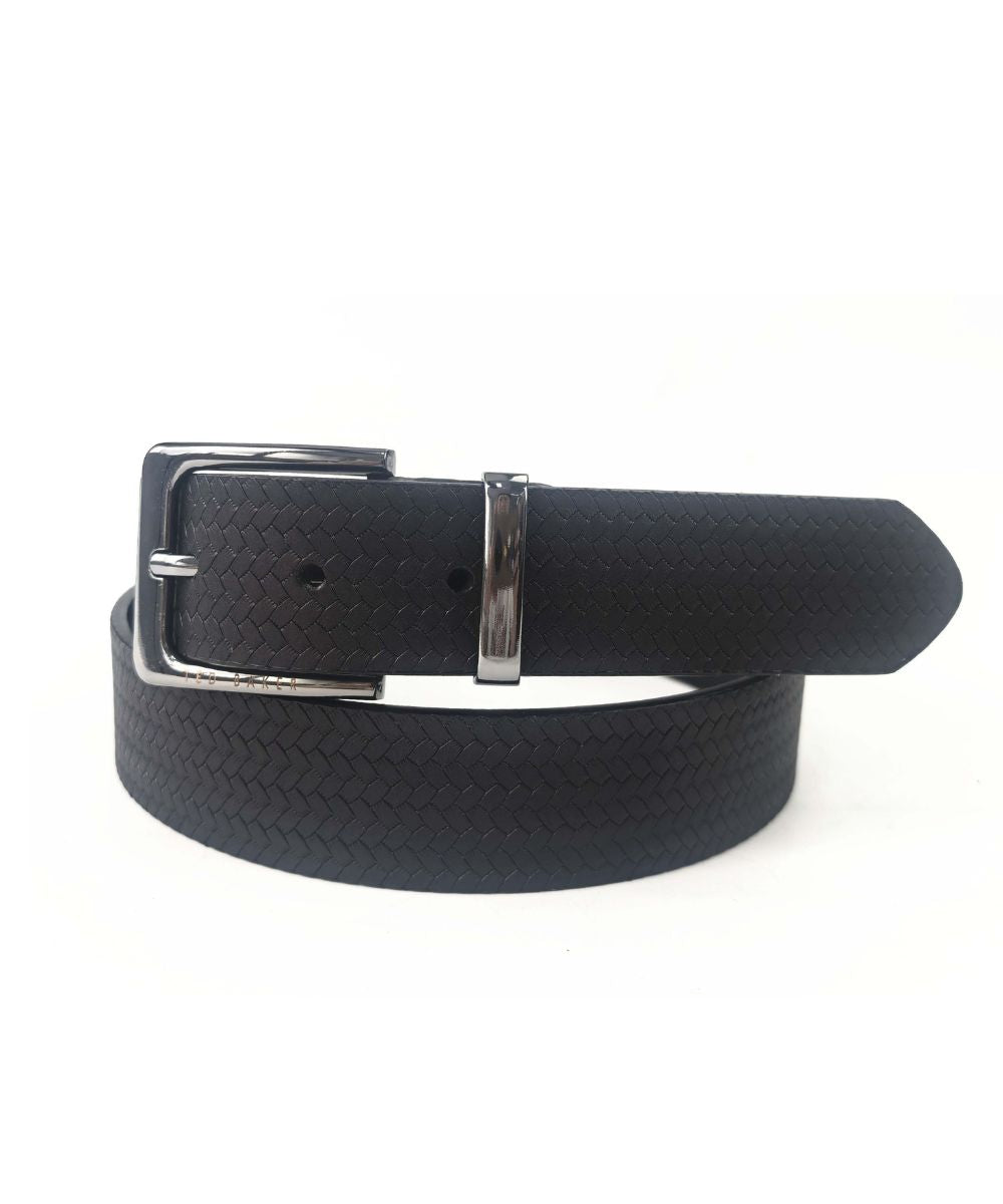Men GEO EMBOSSED BELT – Black - Ted Baker