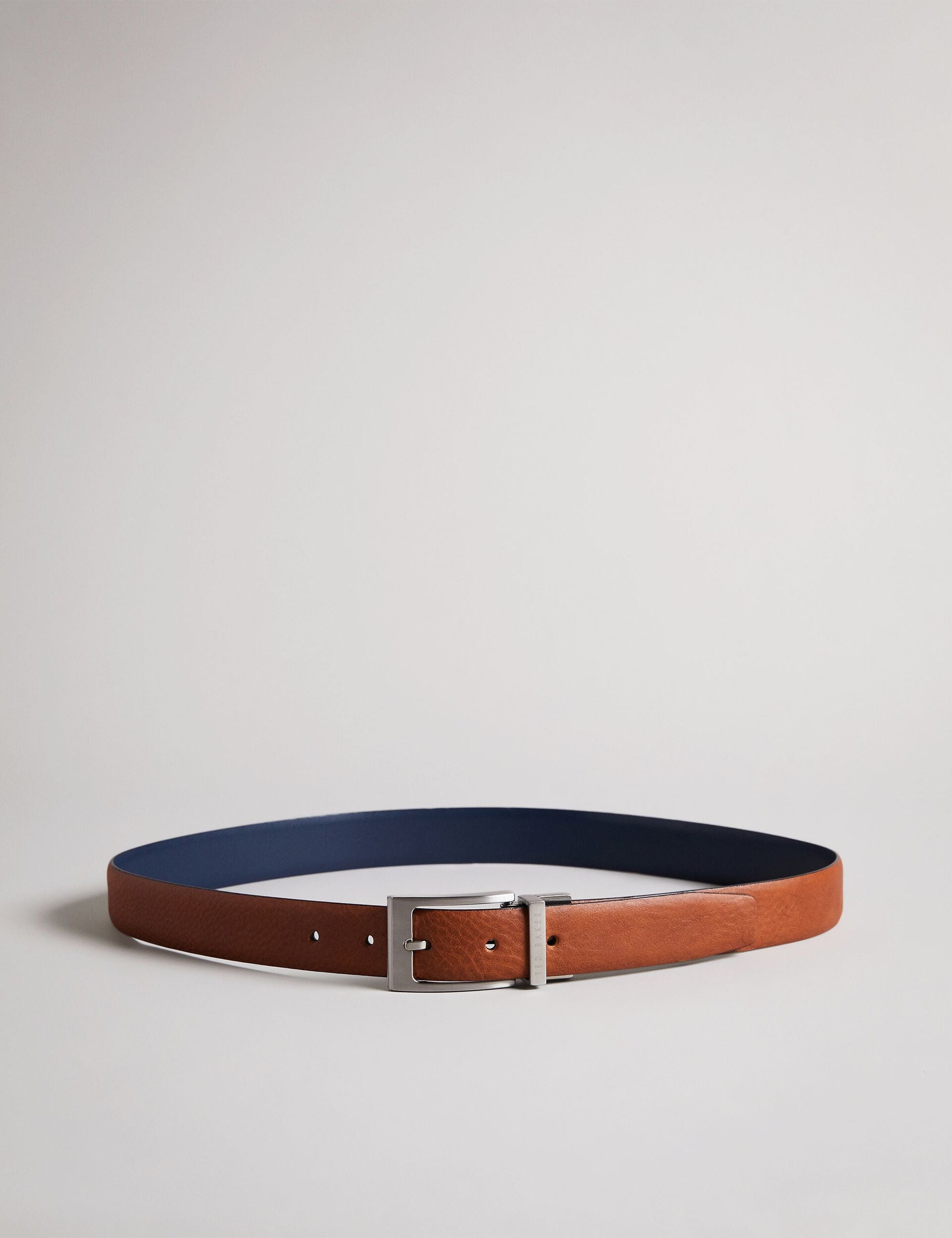 Men KARMER - Tan Reversible Polished Leather Belt - Ted Baker