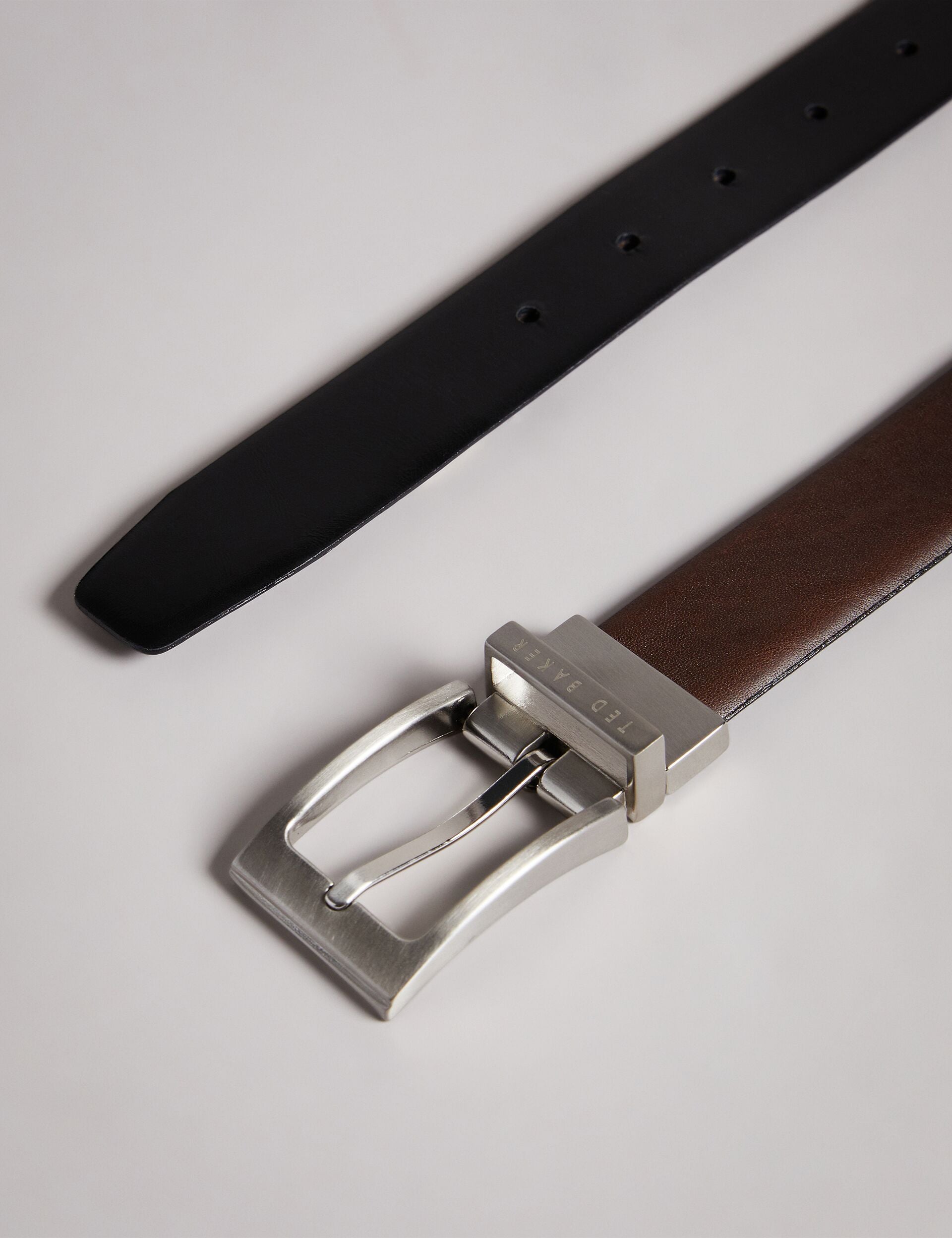 Men KARMER - Brown Reversible Polished Leather Belt - Ted Baker