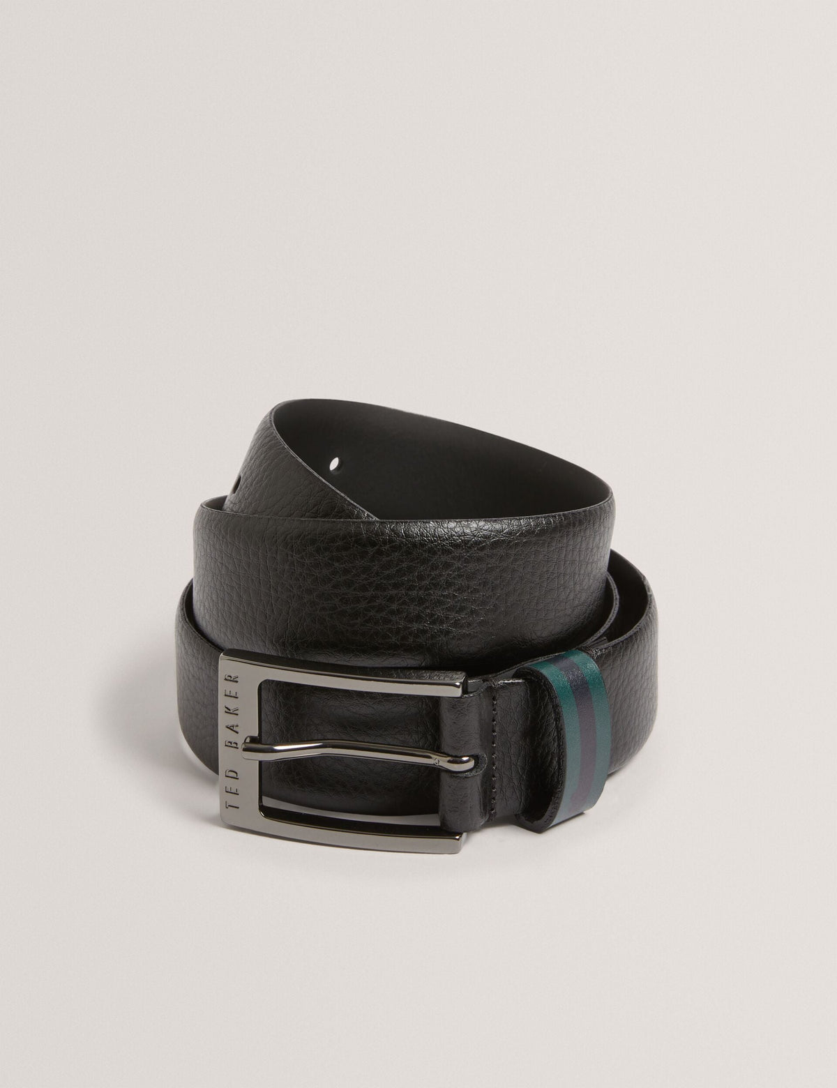 Men KENDON - Grained Leather Belt With Striped Loop - Ted Baker