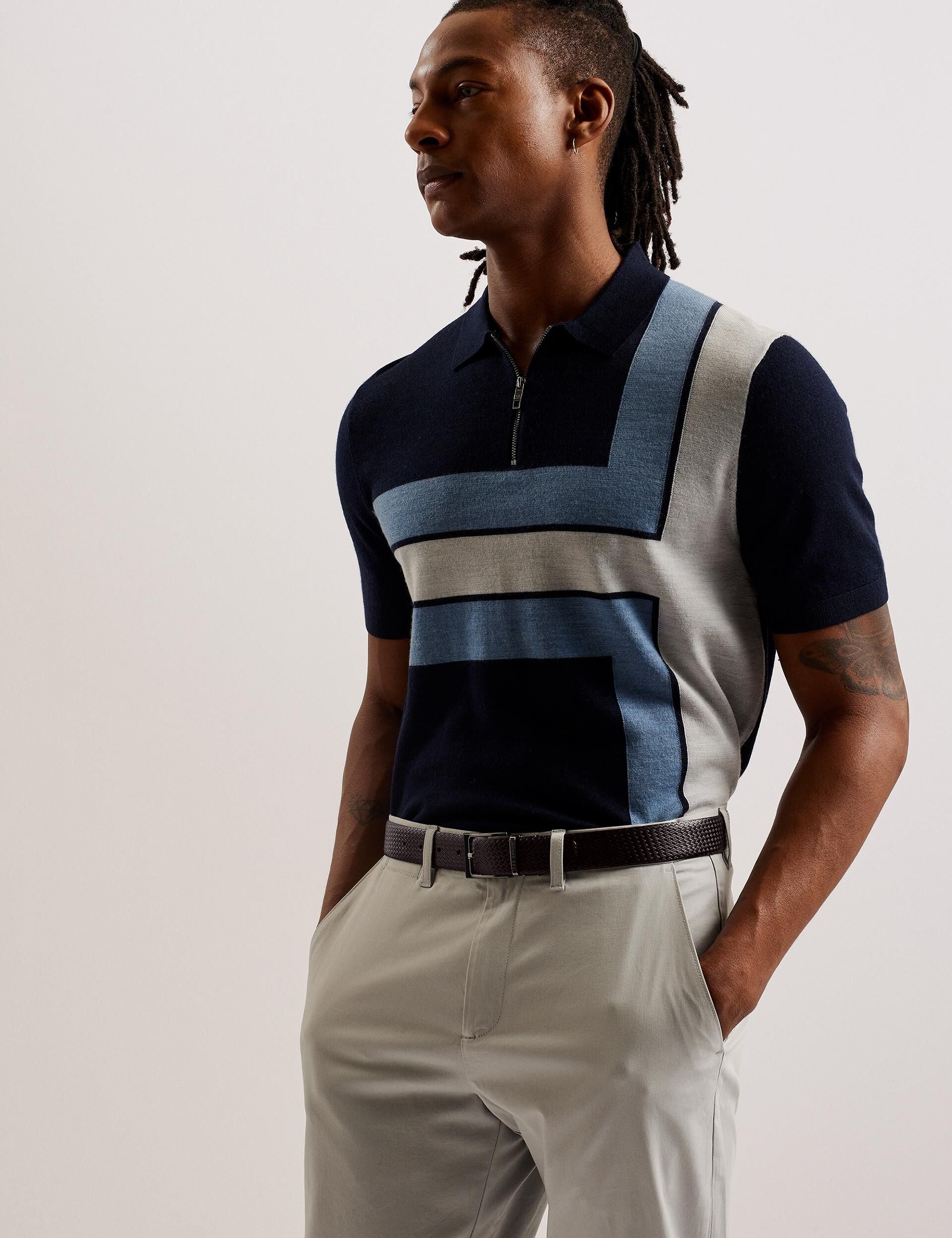 Men WAIDE - Woven Texture Leather Belt - Ted Baker