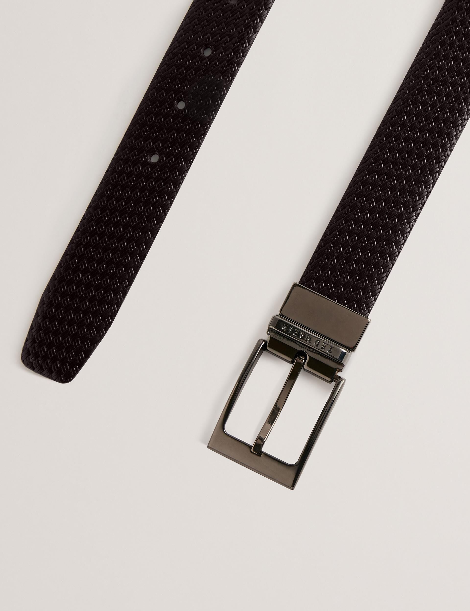 Men WAIDE - Woven Texture Leather Belt - Ted Baker