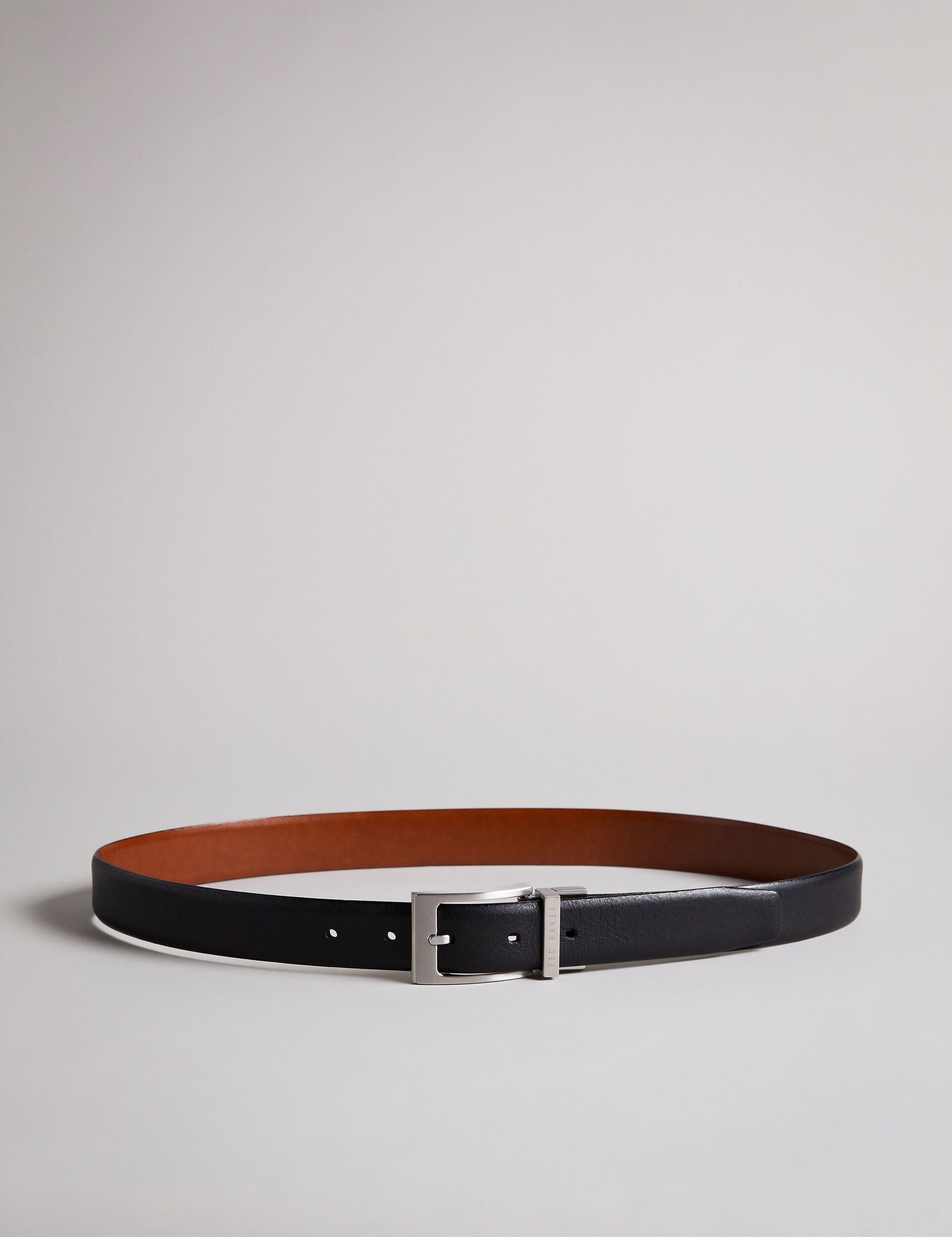 Men KARMER - Black Reversible Polished Leather Belt - Ted Baker
