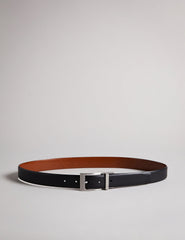 Men KARMER - Black Reversible Polished Leather Belt - Ted Baker