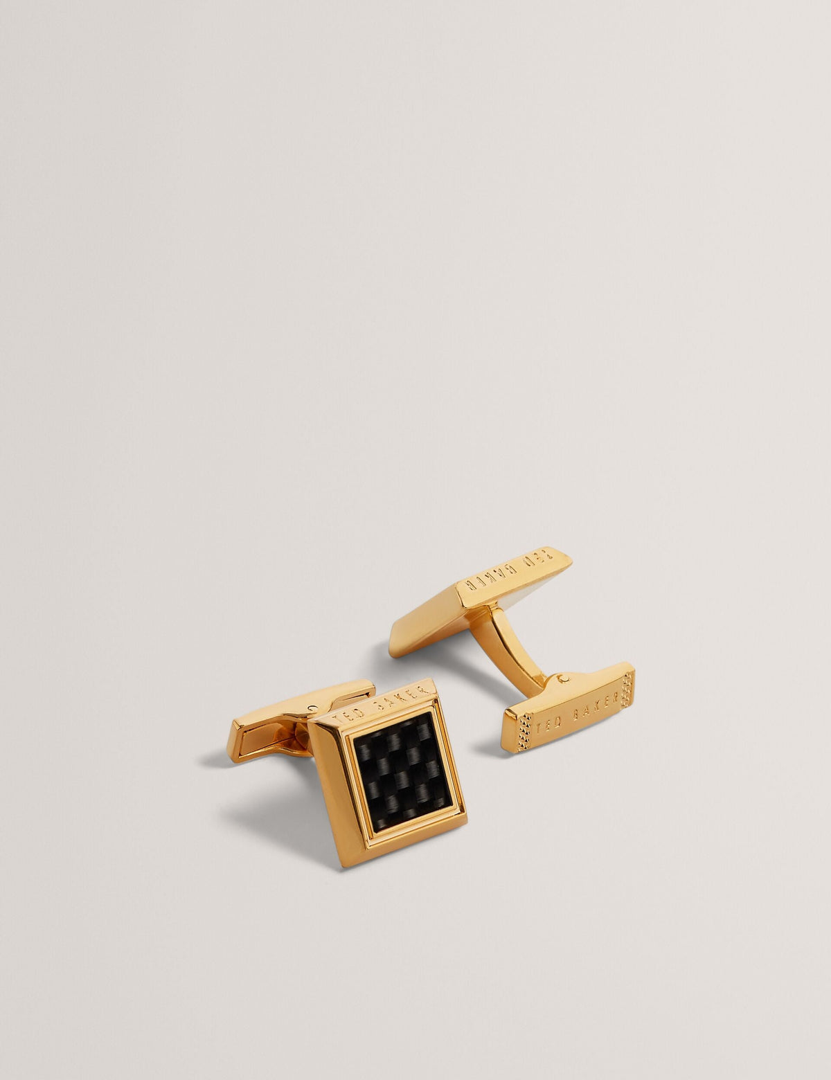 Men CARDER - Carbon Fibre Centre Square Cufflinks - Ted Baker