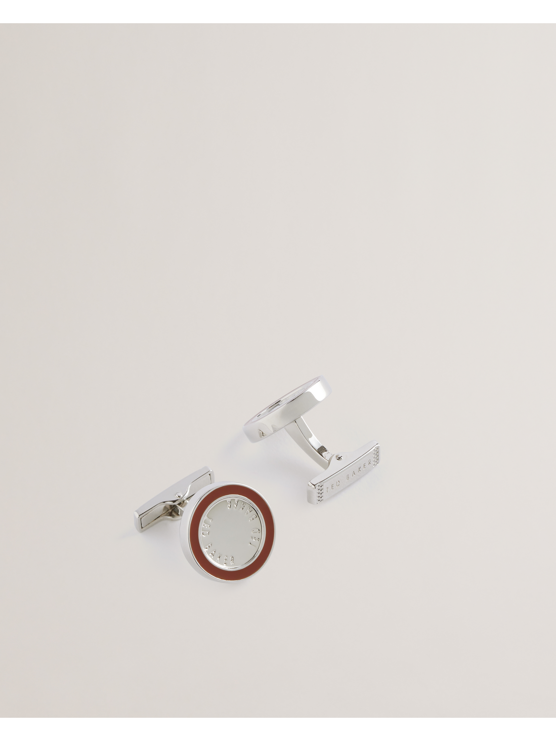 Men RAYLAN - Colour Border Branded Round Cufflinks - Ted Baker