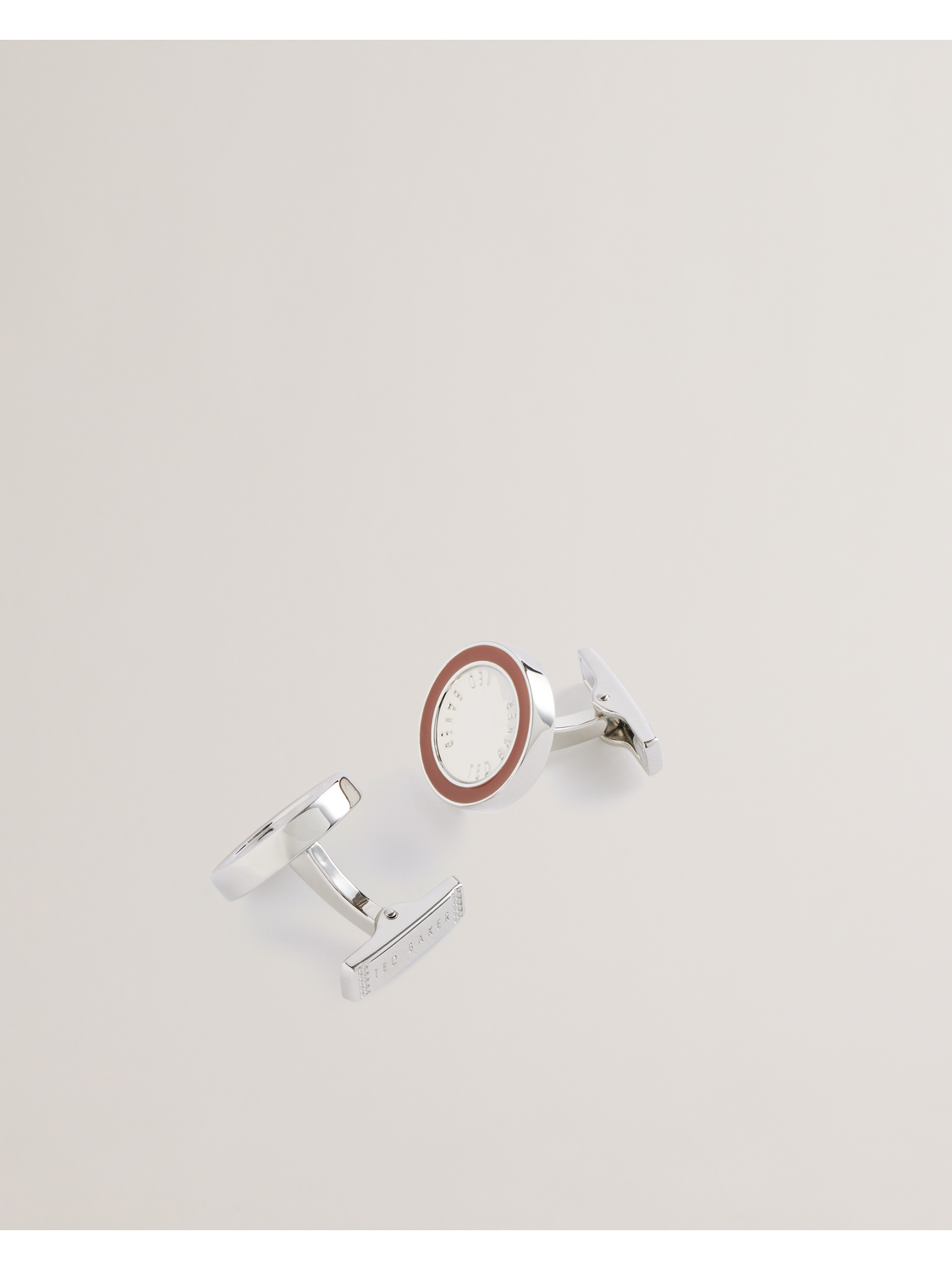 Men RAYLAN - Colour Border Branded Round Cufflinks - Ted Baker