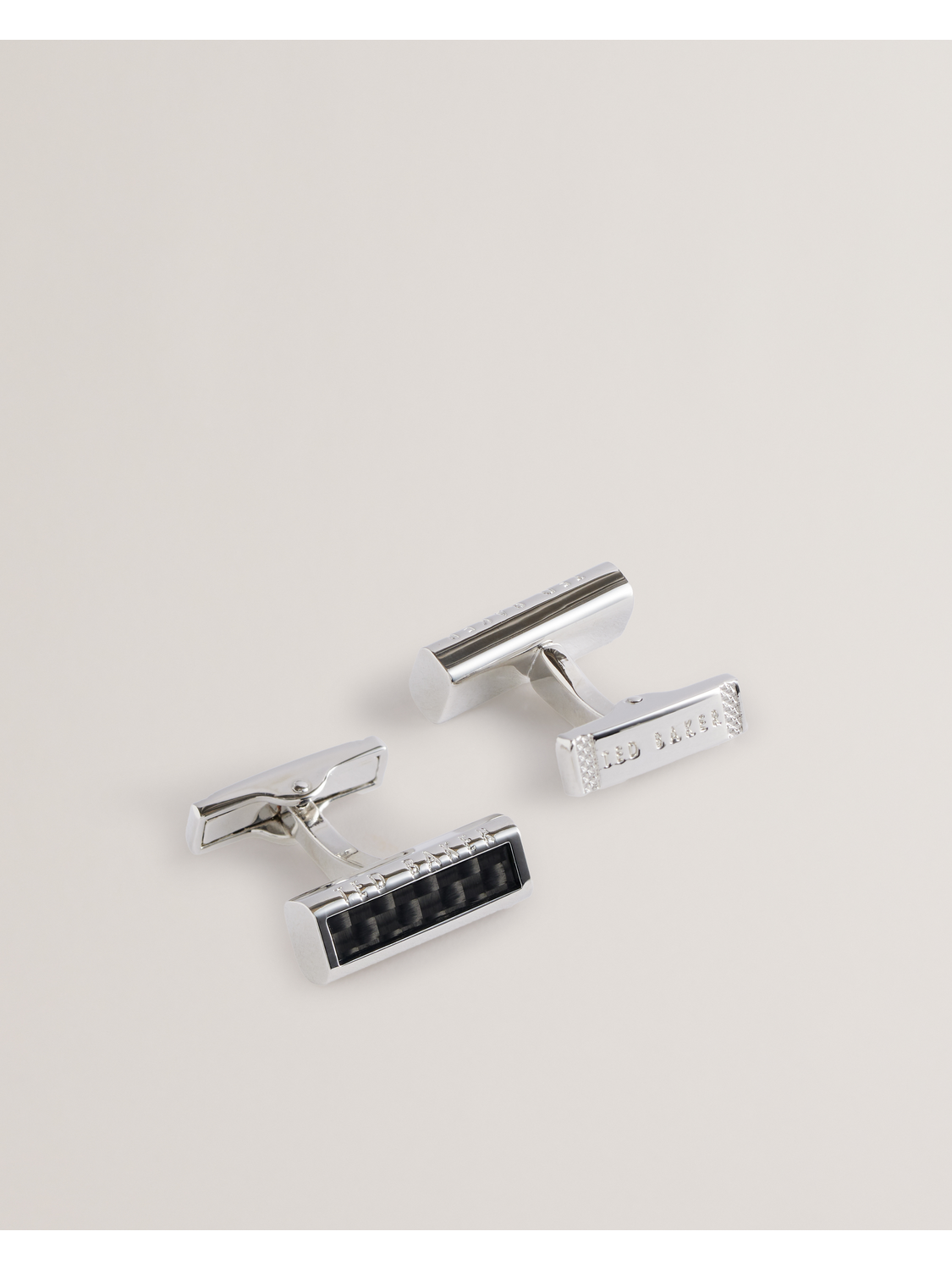 Men CARBIE - Carbon Fibre Bar Metal Cufflinks - Ted Baker