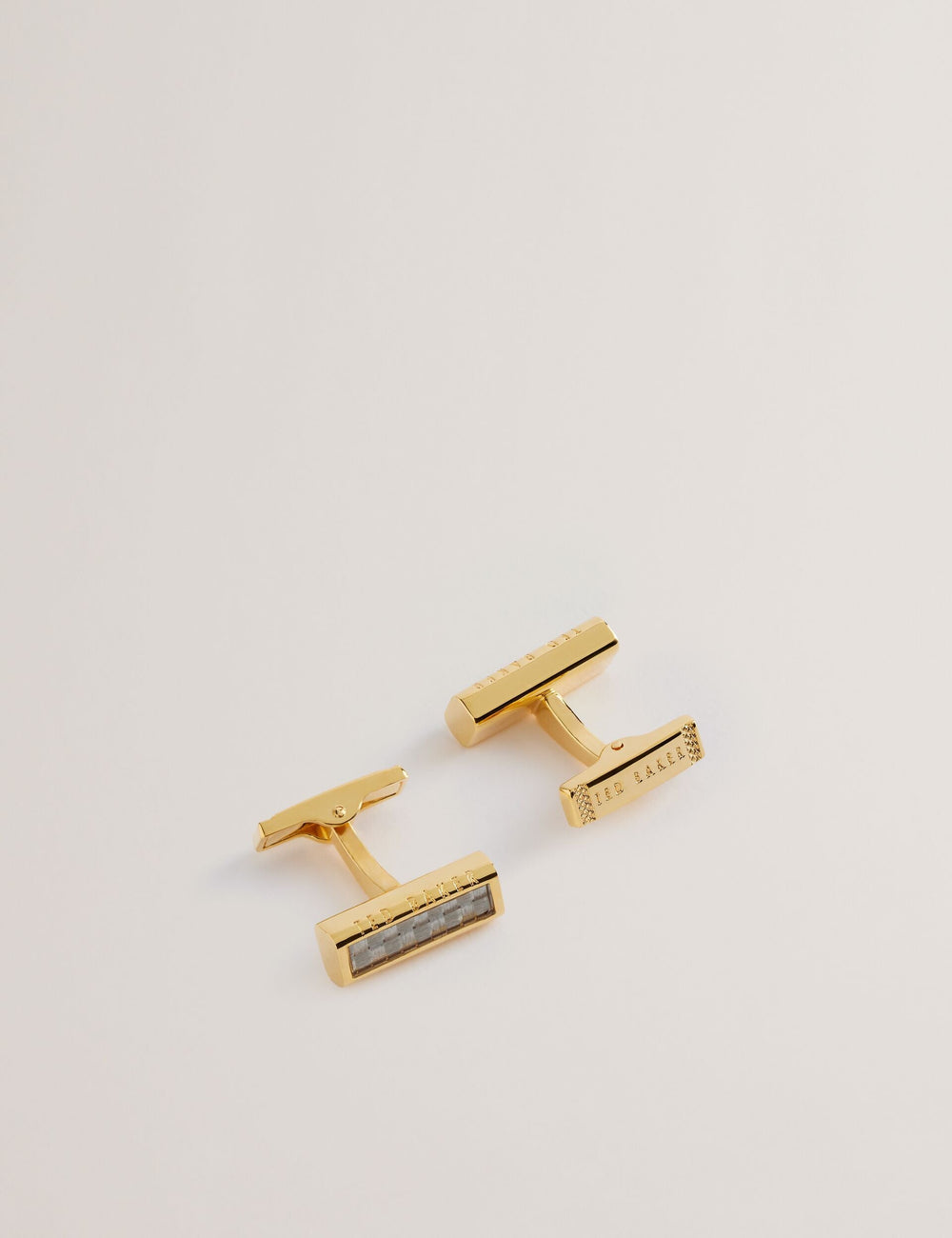 Men CARBIE - Carbon Fibre Bar Metal Cufflinks - Ted Baker