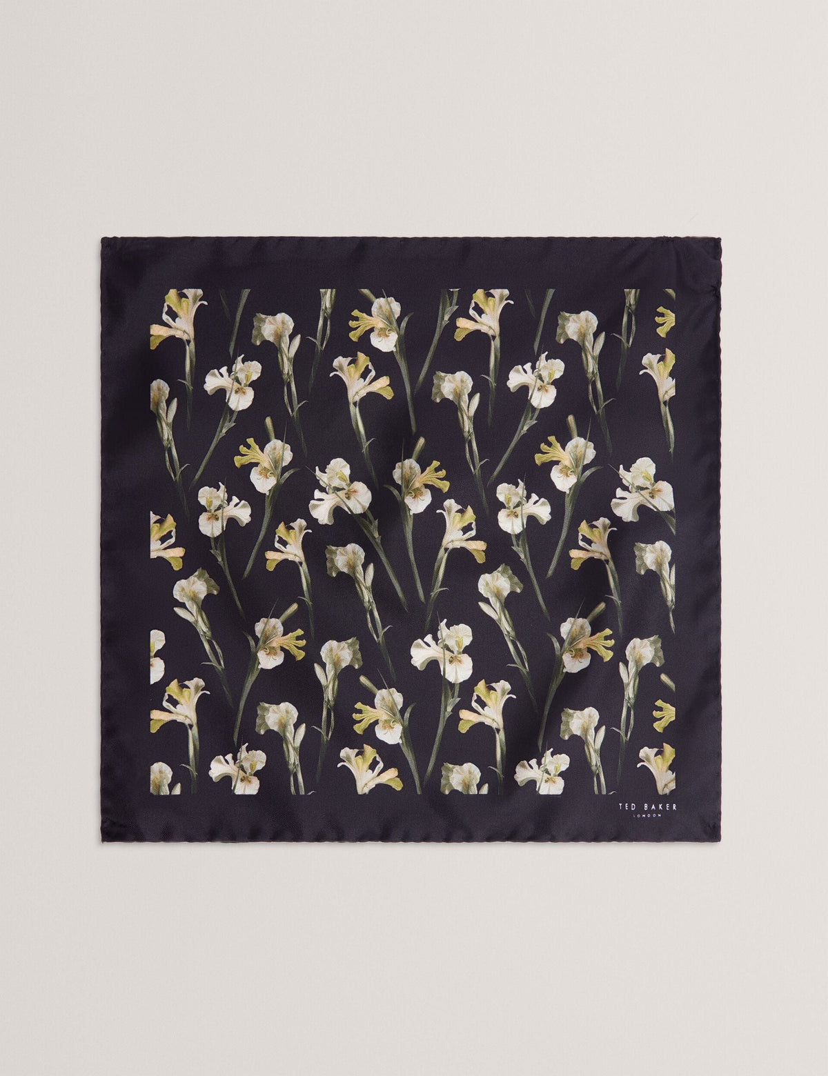 Men FRINTOP - Orchid Floral Print Silk Pocket Square - Ted Baker