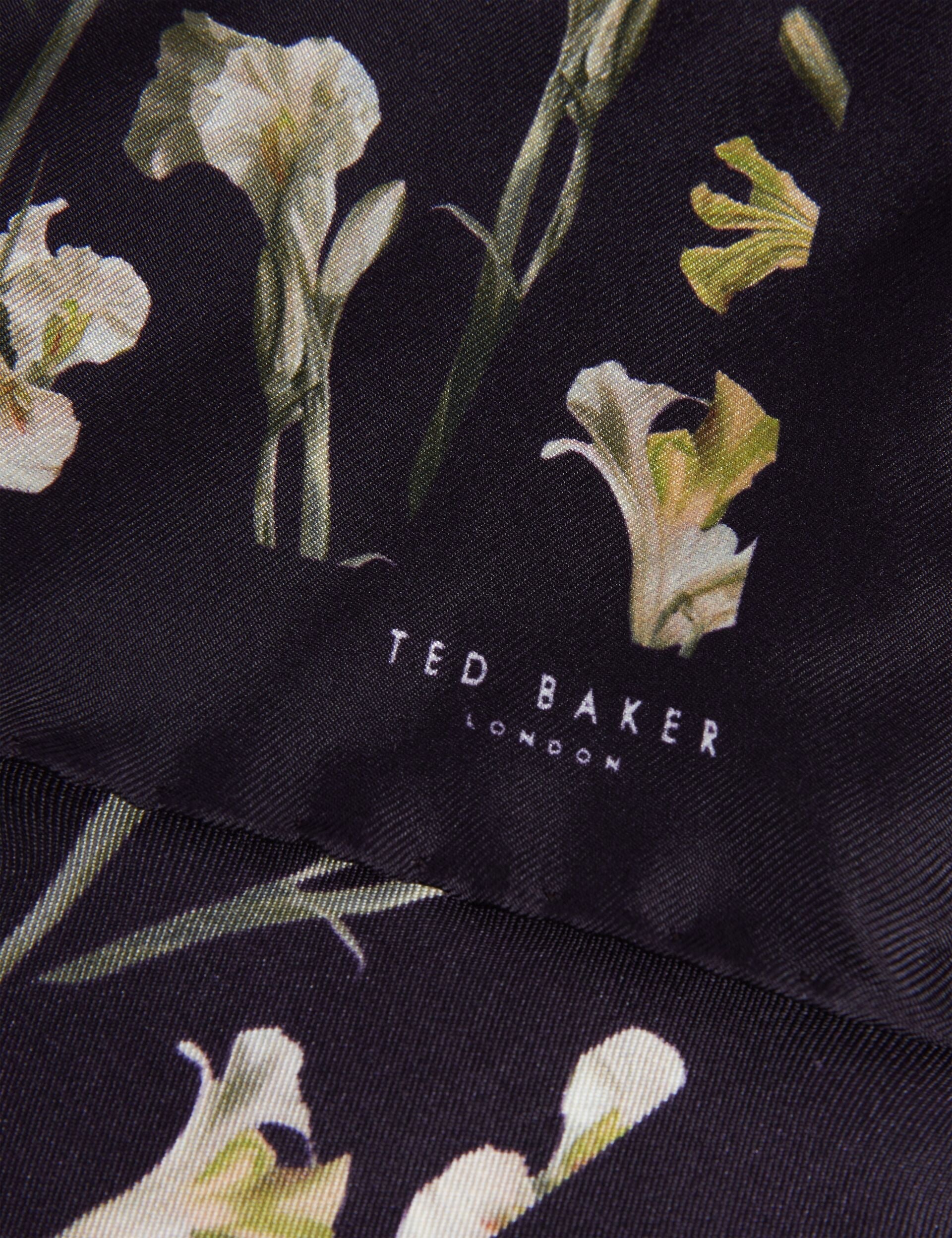 Men FRINTOP - Orchid Floral Print Silk Pocket Square - Ted Baker