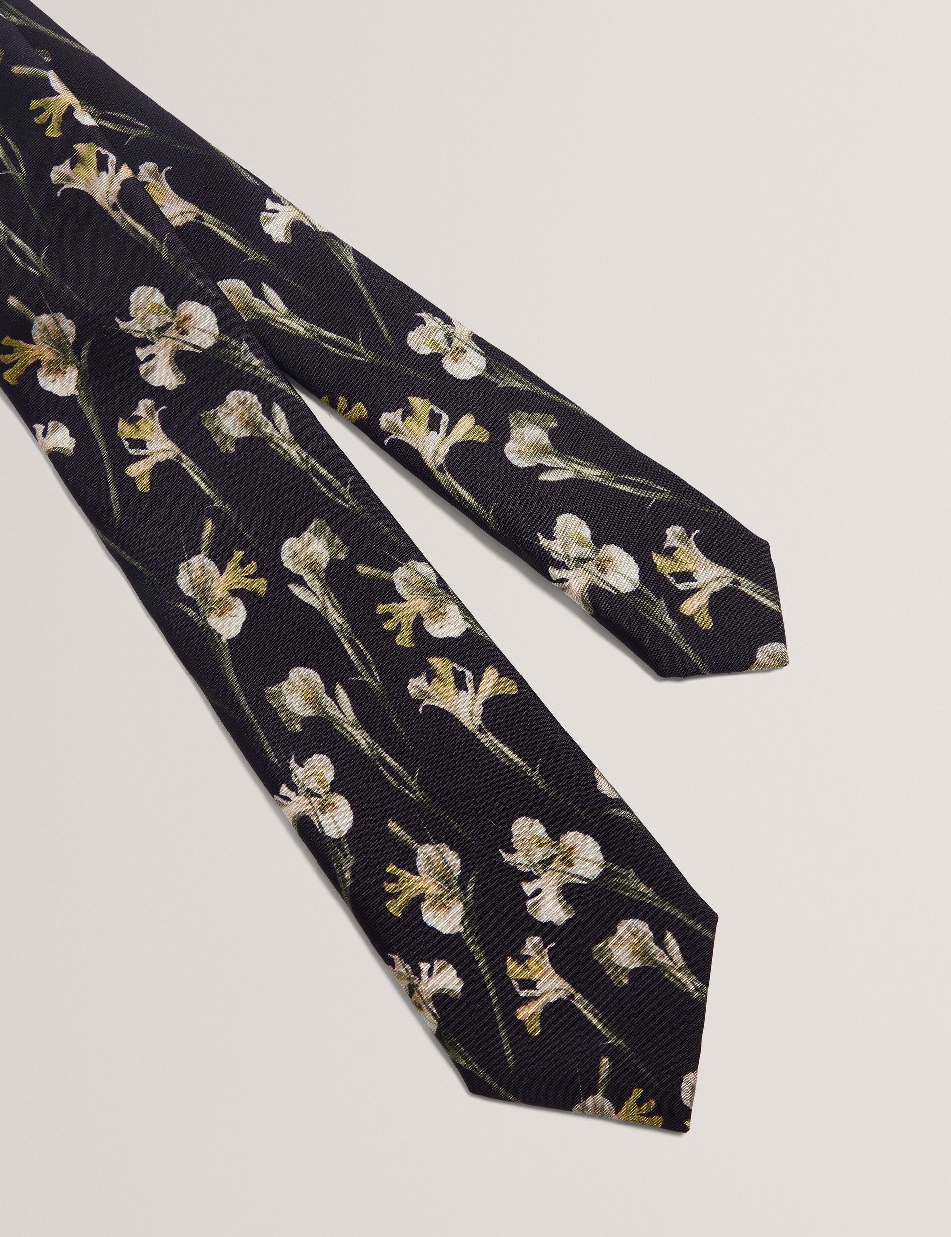 Men FRINTON - Orchid Floral Print Silk Tie - Ted Baker