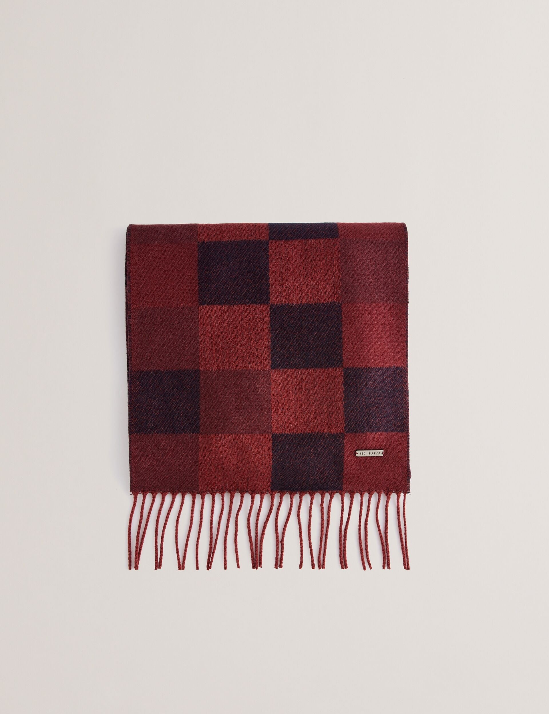 Men PETERRR - Block Check Scarf With Fringe Trim - Ted Baker