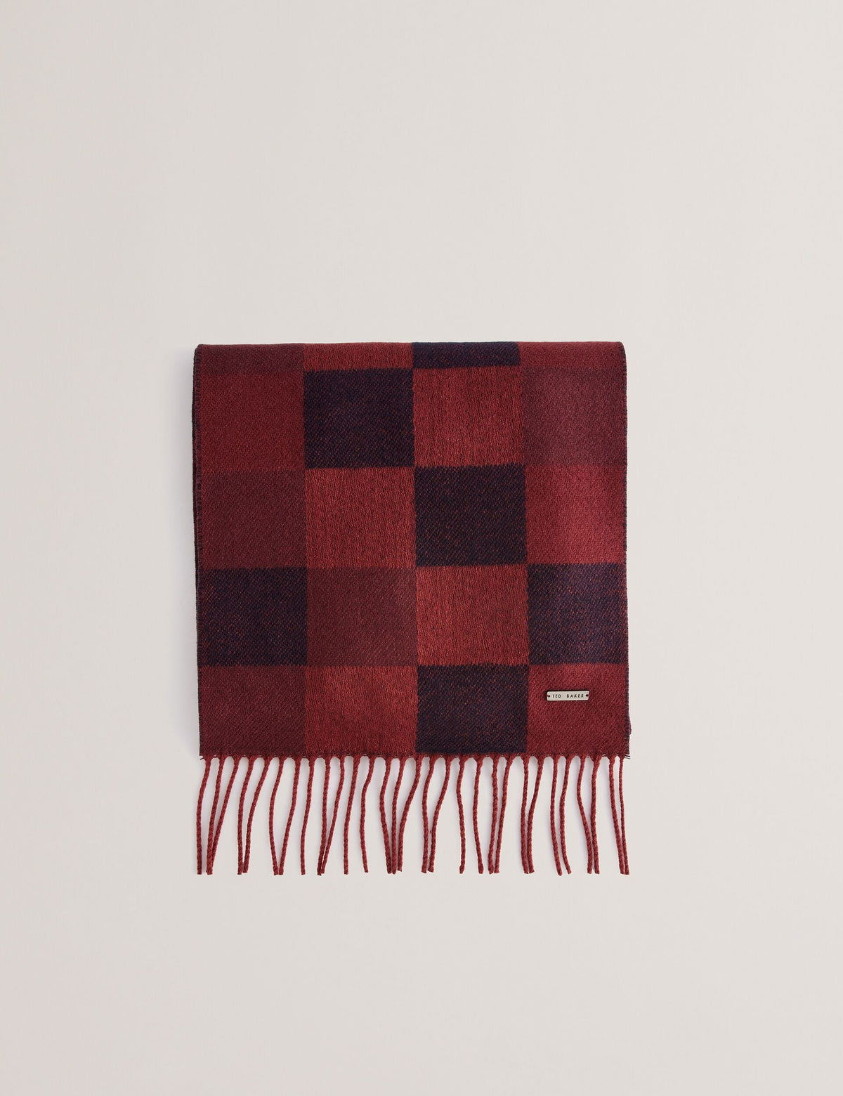 Men PETERRR - Block Check Scarf With Fringe Trim - Ted Baker