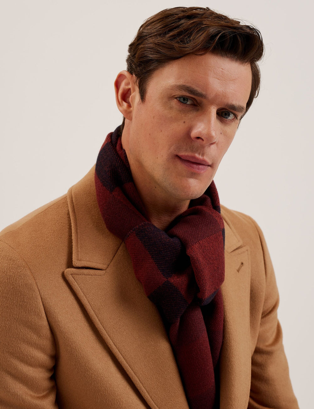 Men PETERRR - Block Check Scarf With Fringe Trim - Ted Baker