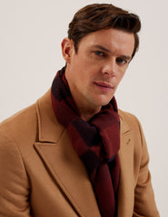 Men PETERRR - Block Check Scarf With Fringe Trim - Ted Baker
