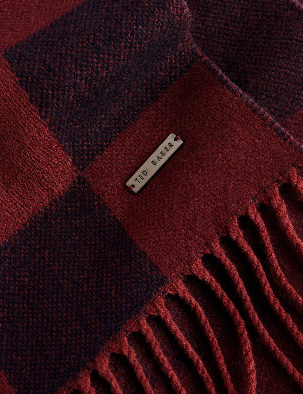 Men PETERRR - Block Check Scarf With Fringe Trim - Ted Baker