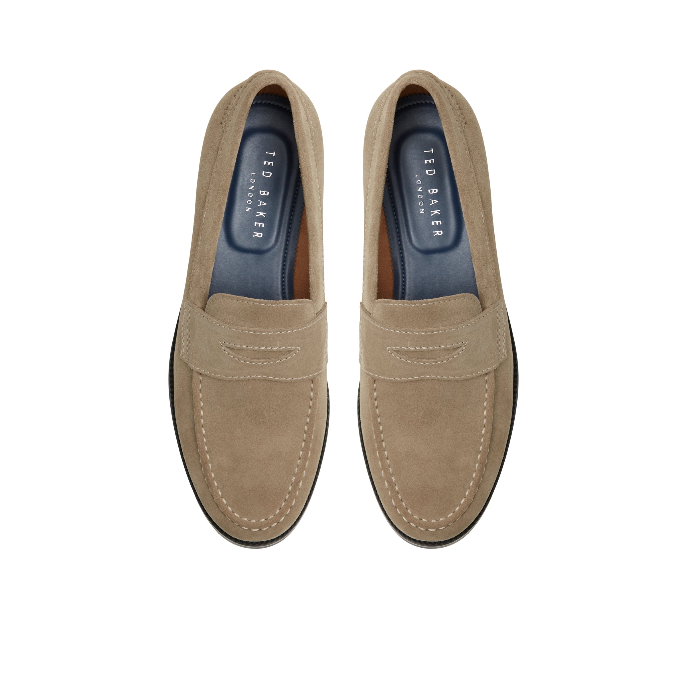 Men PARLIAMENT - Grained Leather Penny Loafers - Ted Baker