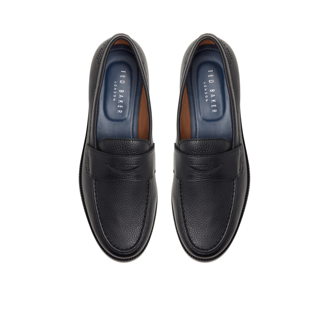 Men PARLIAMENT - Grained Leather Penny Loafers - Ted Baker