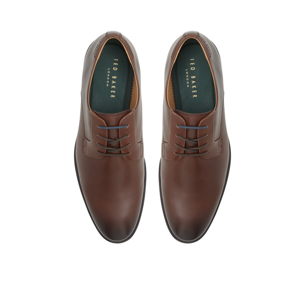 Men REGENT - Brown Smooth Leather Derby Shoes - Ted Baker