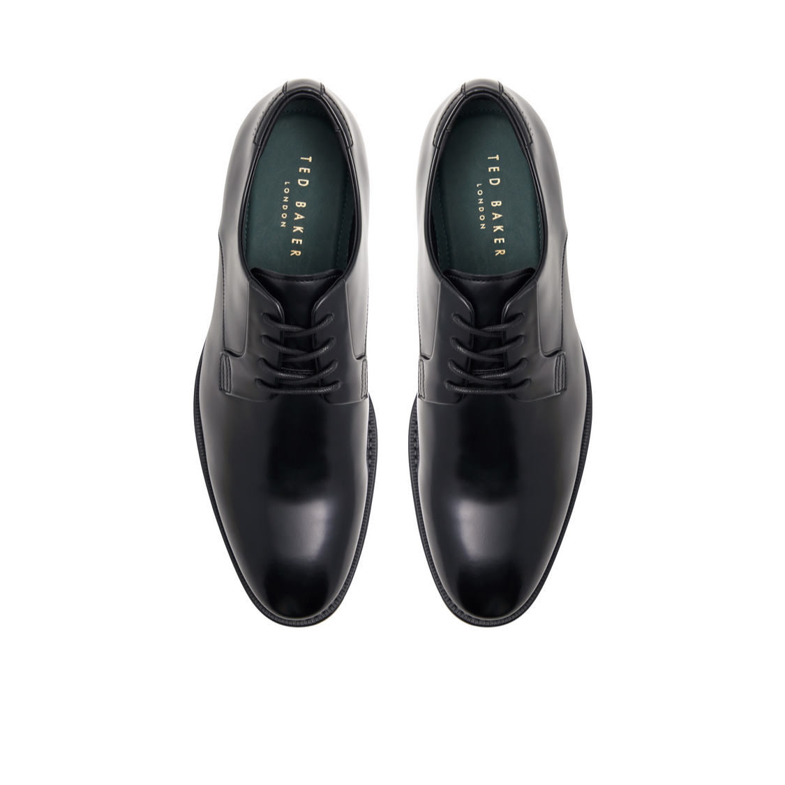 Men REGENT - Black Polished Leather Derby Shoes - Ted Baker