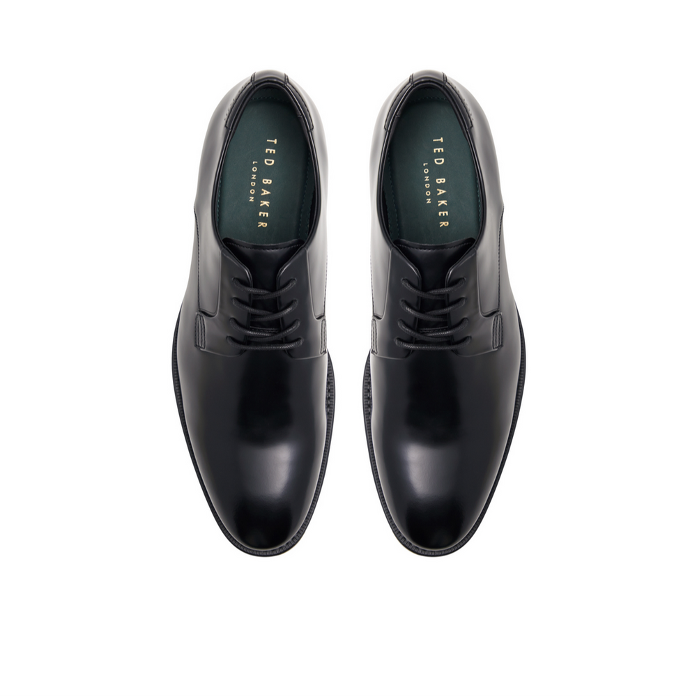 Men REGENT - Black Polished Leather Derby Shoes - Ted Baker