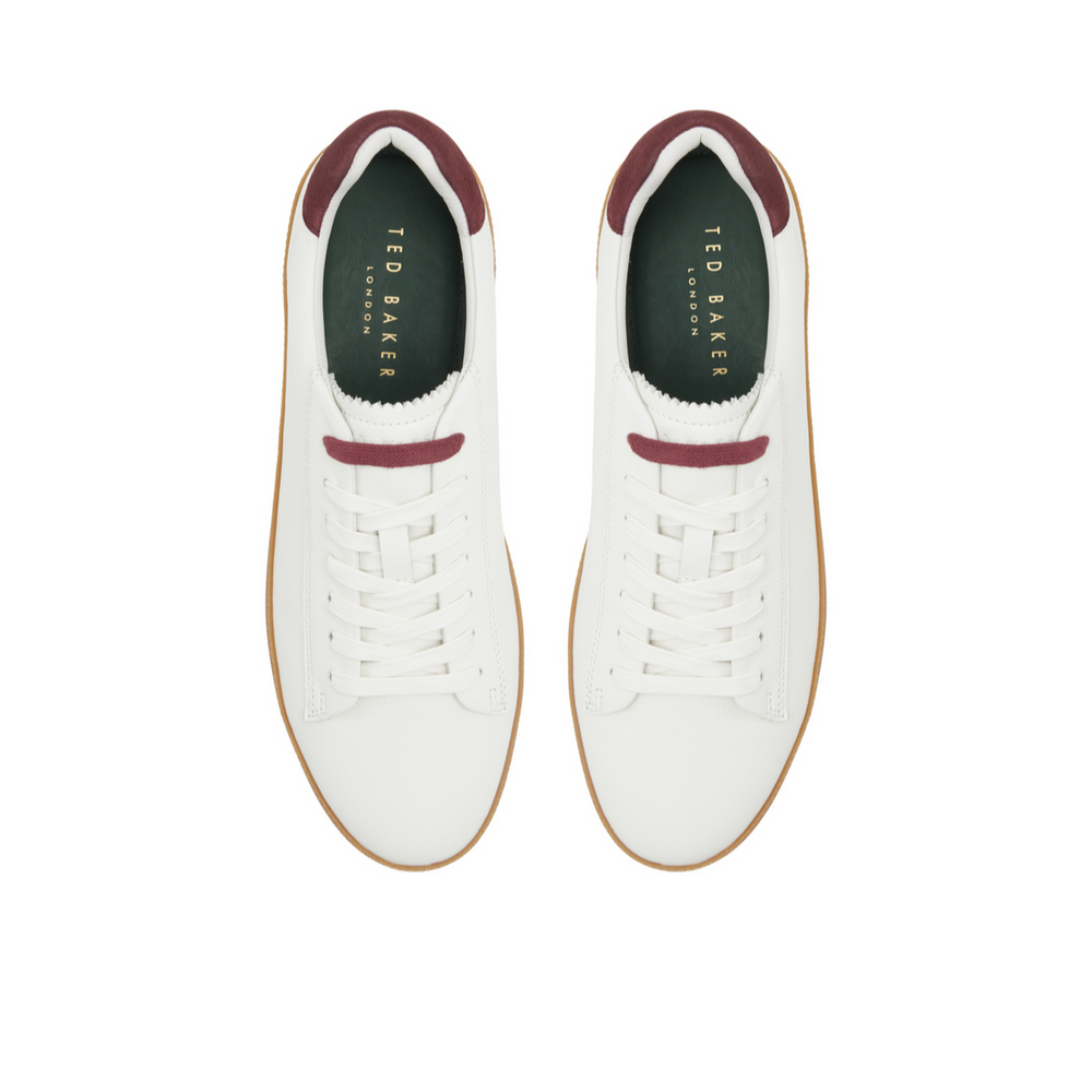 Men WESTWOOD - White Leather Cup Sole Sneakers - Ted Baker