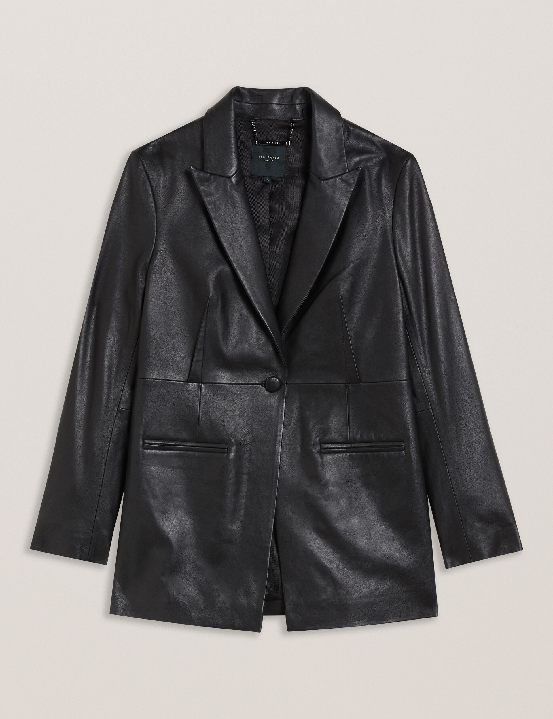 Sale|Women MELLIIE - Longline Single Breasted Leather Blazer - Ted Baker
