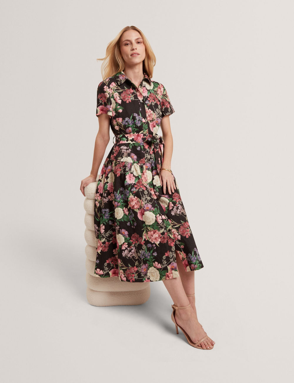Sale|Women CHARLIE Floral Tie Waist Midi Shirt Dress - Ted Baker