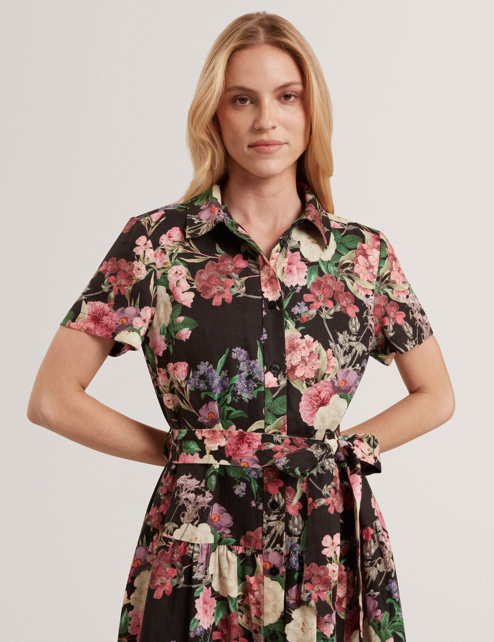 Sale|Women CHARLIE Floral Tie Waist Midi Shirt Dress - Ted Baker