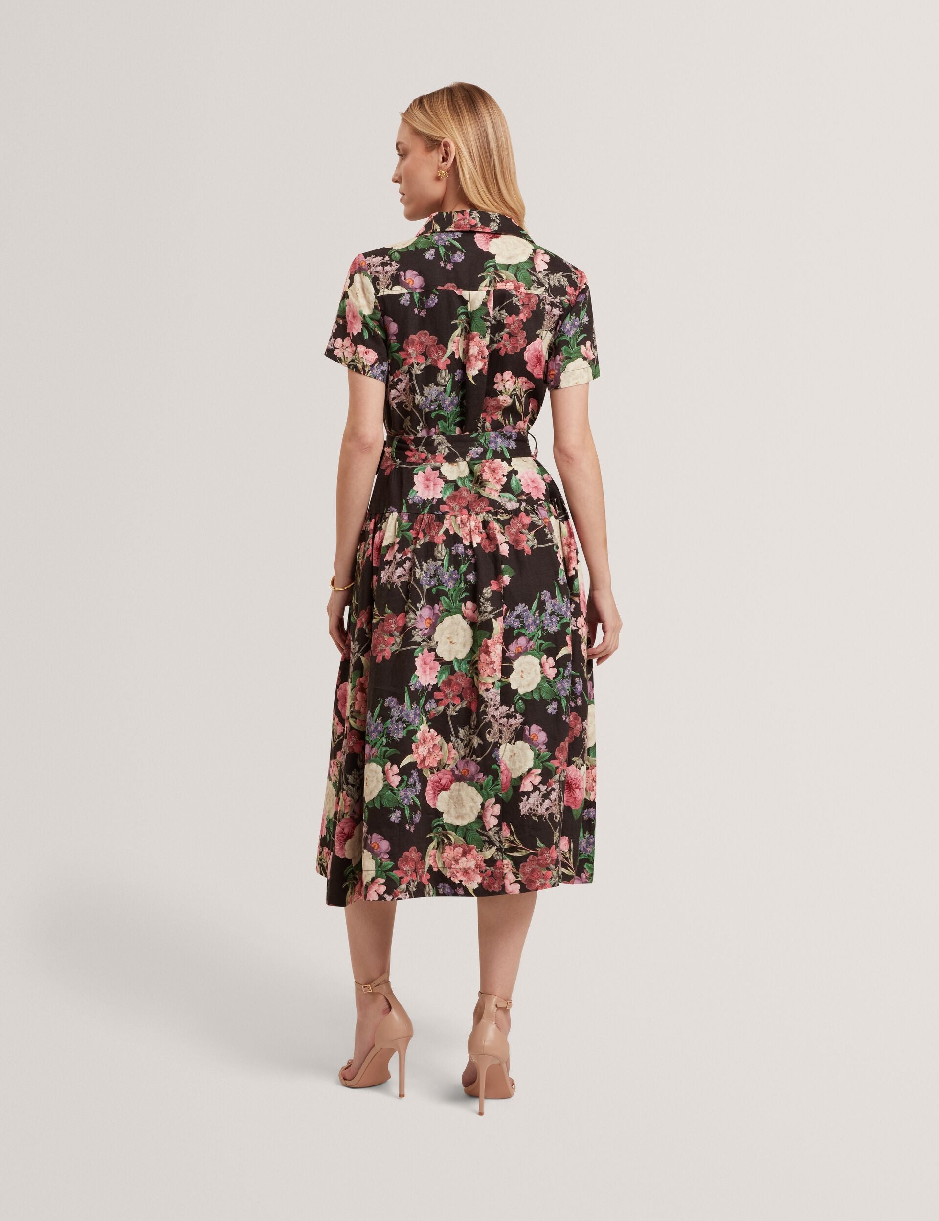 Sale|Women CHARLIE Floral Tie Waist Midi Shirt Dress - Ted Baker