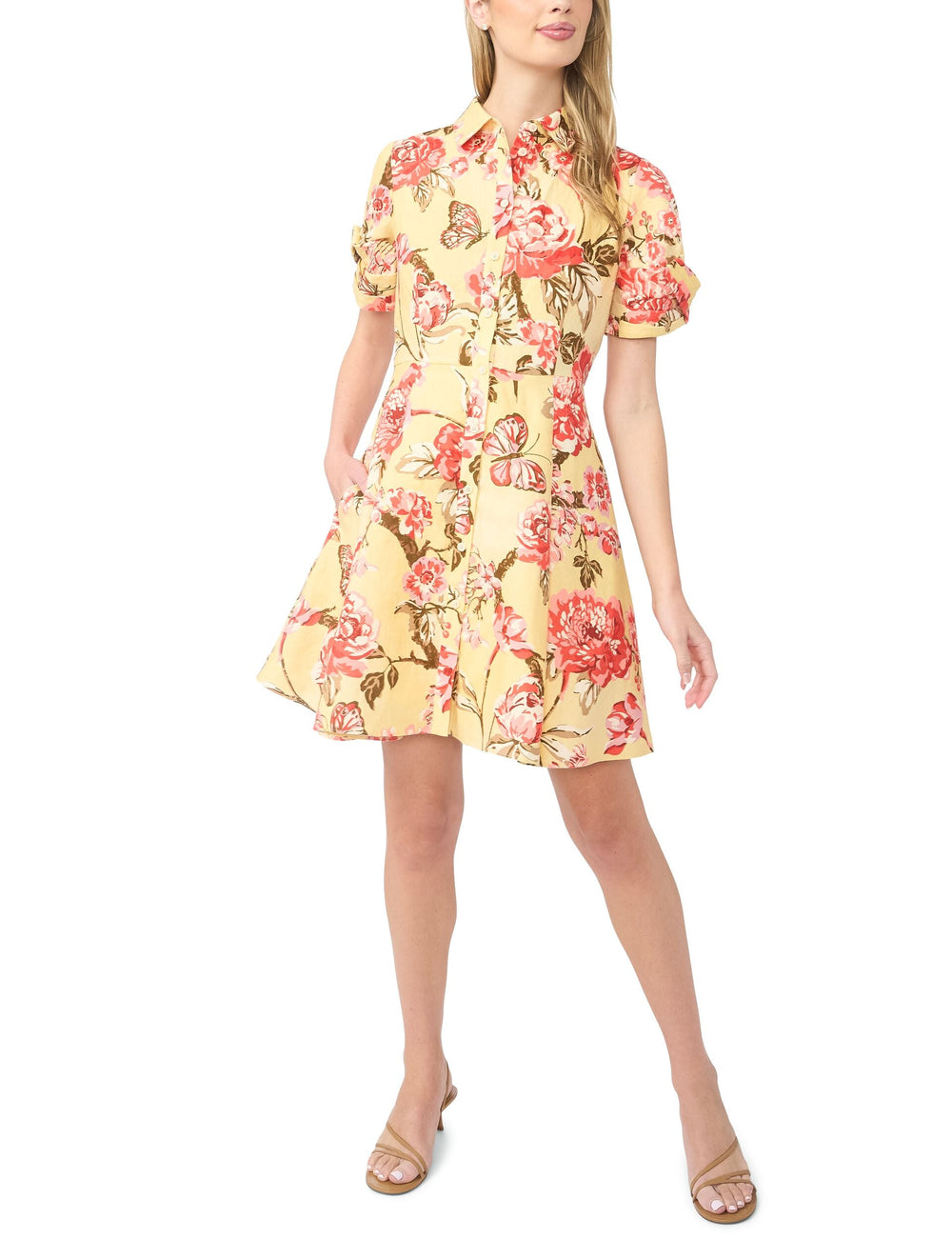 Sale|Women STINA Floral Twist Sleeve Mini Shirt Dress - Ted Baker