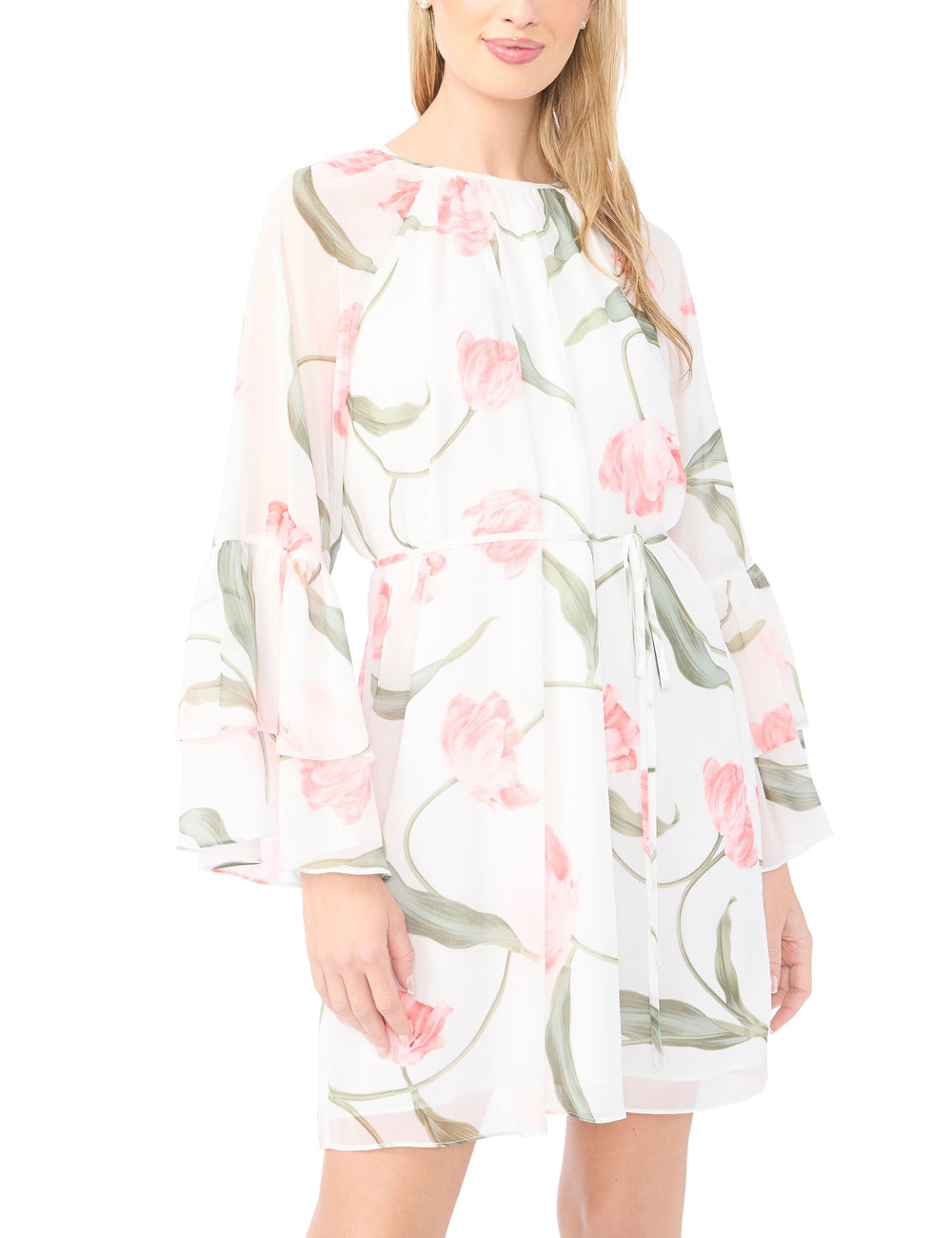 Sale|Women EFIA Floral Chiffon Frill Sleeve Mini Dress - Ted Baker