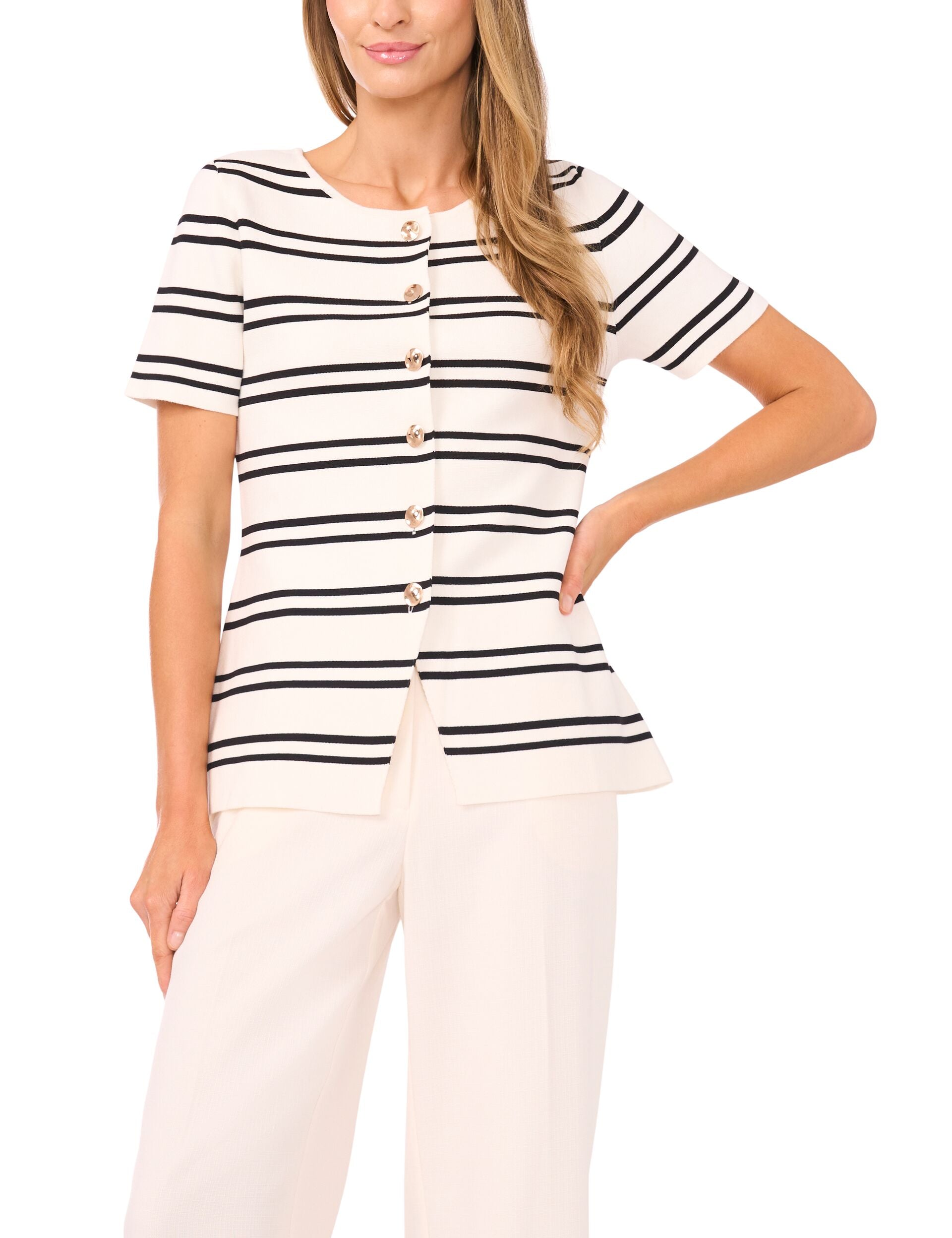 Sale GAIL - Short Sleeve Stripe Peplum Button Down - Ted Baker