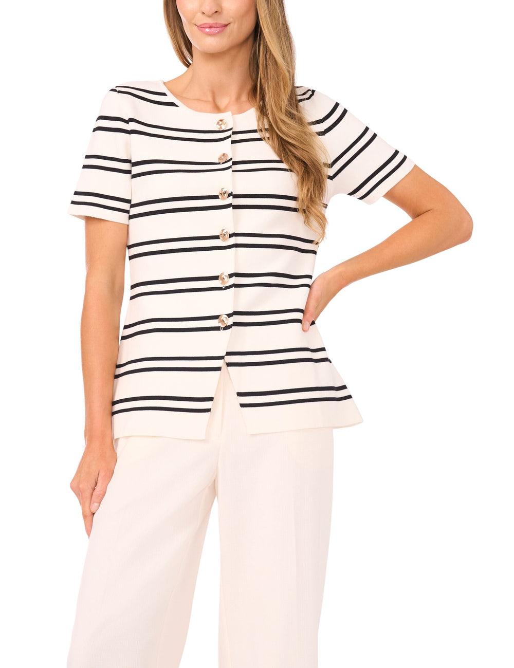 Sale GAIL - Short Sleeve Stripe Peplum Button Down - Ted Baker