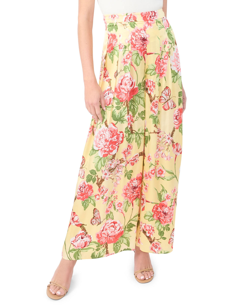 Sale|Women EVELYN Floral Pleated Wide Leg Pants - Ted Baker