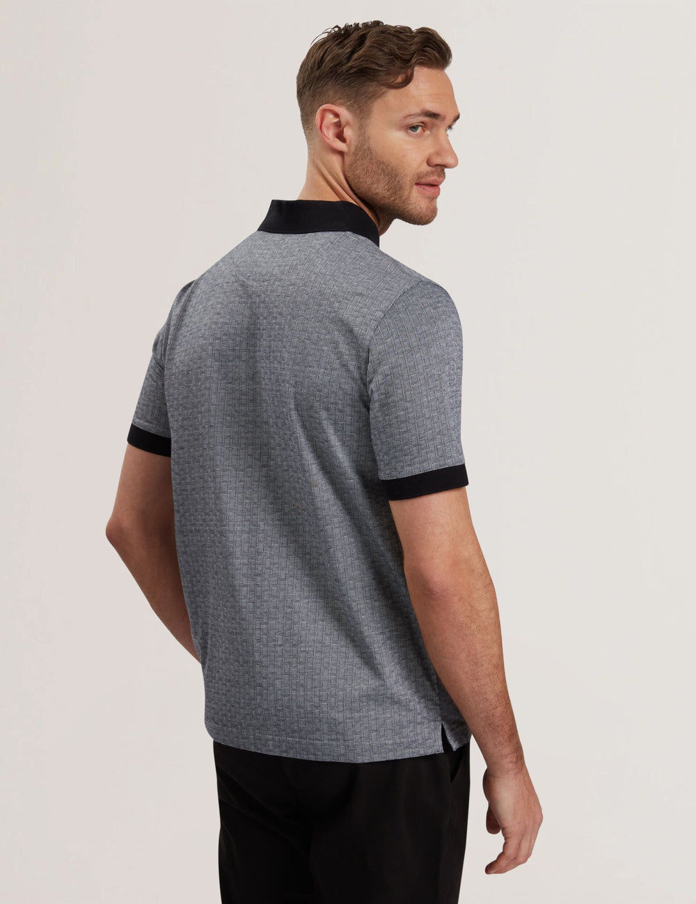 Sale|Men AUGUSO - Textured Jacquard Cotton Polo Shirt - Ted Baker