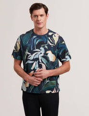 Sale|Men ALMOI - Abstract Floral Print Pure Cotton T-Shirt - Ted Baker