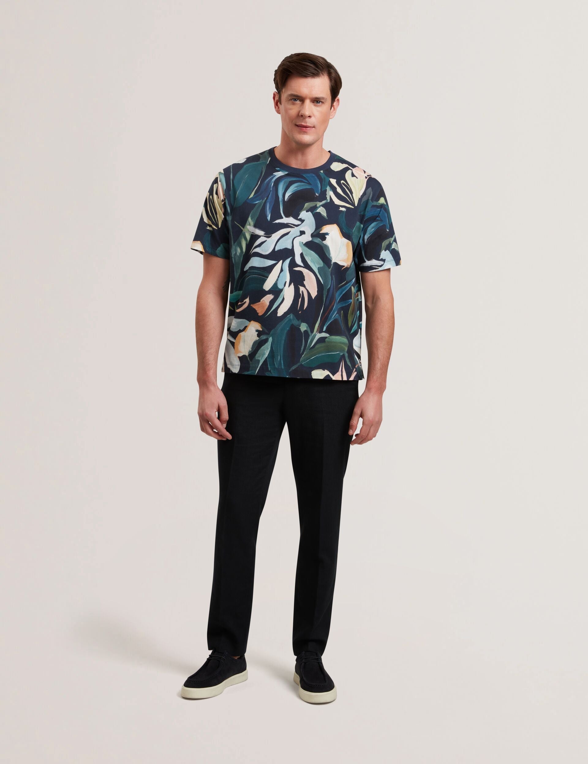 Sale|Men ALMOI - Abstract Floral Print Pure Cotton T-Shirt - Ted Baker