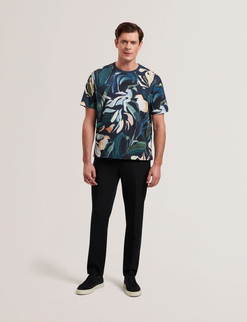 Sale|Men ALMOI - Abstract Floral Print Pure Cotton T-Shirt - Ted Baker