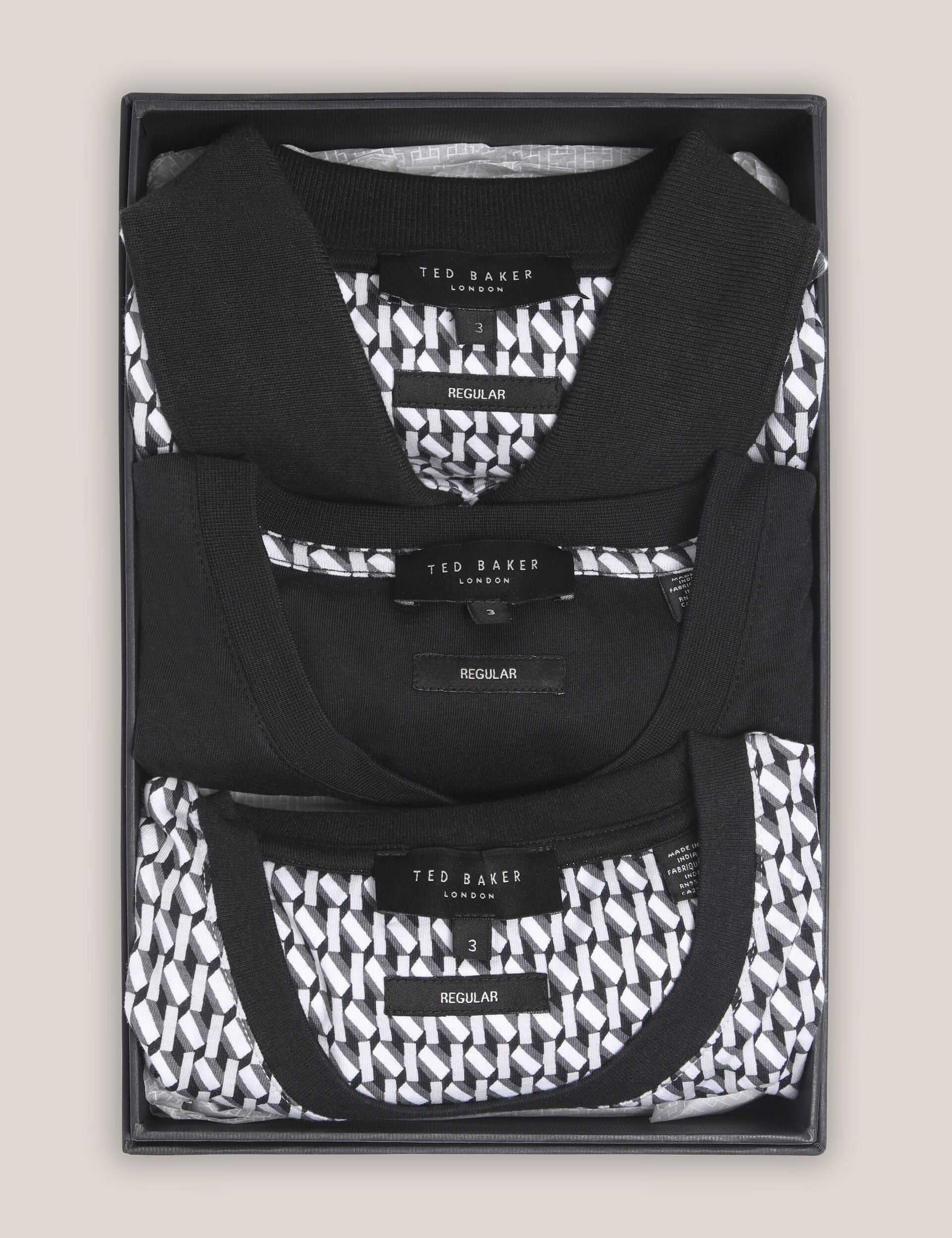 Sale|Men SANGS Geometric Jersey Top Gift Set in Black - Ted Baker