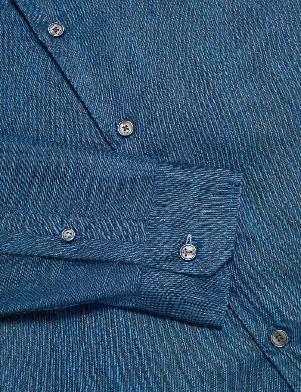 Sale|Men ROMEOS - Blue Regular Fit Cotton Linen Long Sleeve Shirt - Ted Baker