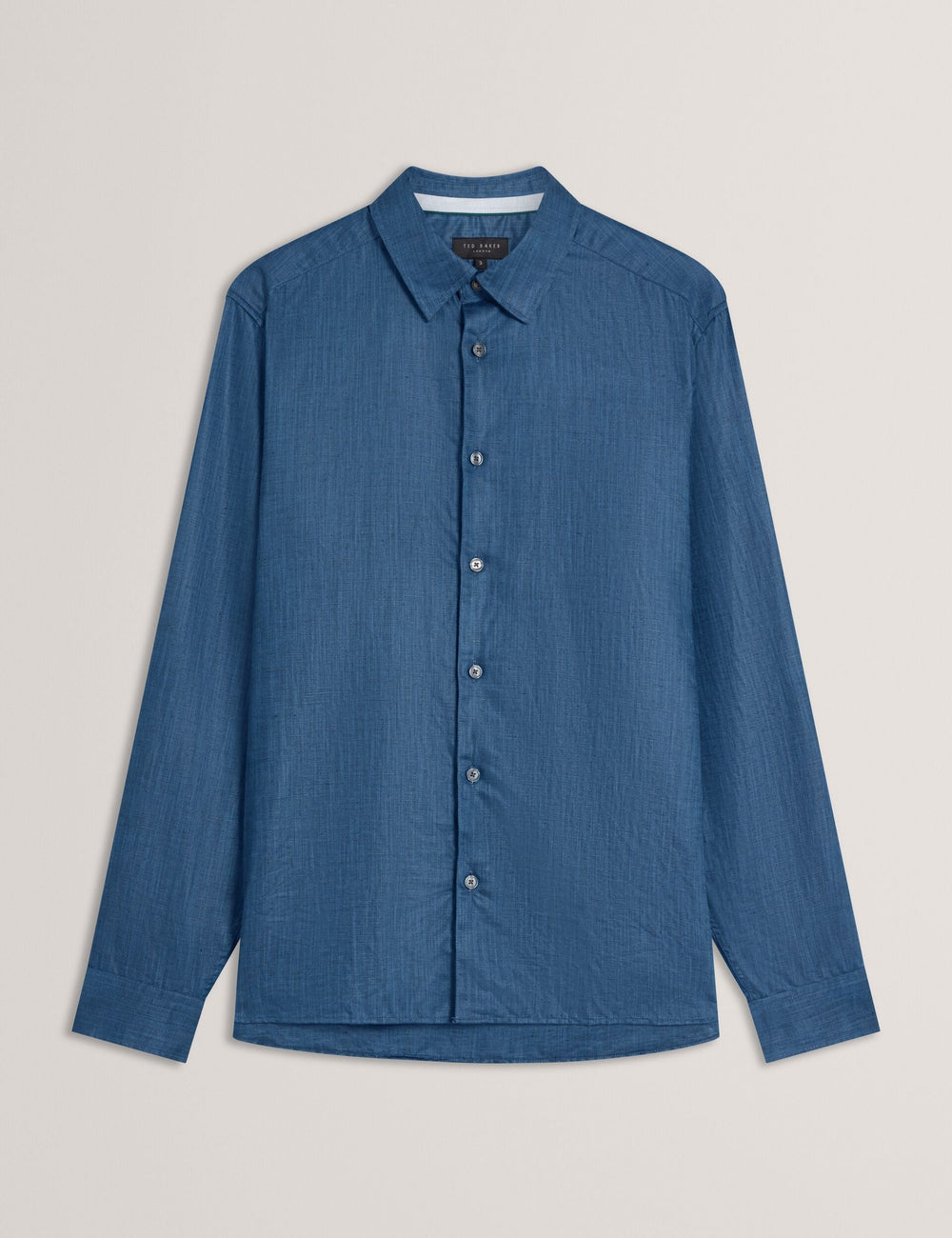 Sale|Men ROMEOS - Blue Regular Fit Cotton Linen Long Sleeve Shirt - Ted Baker