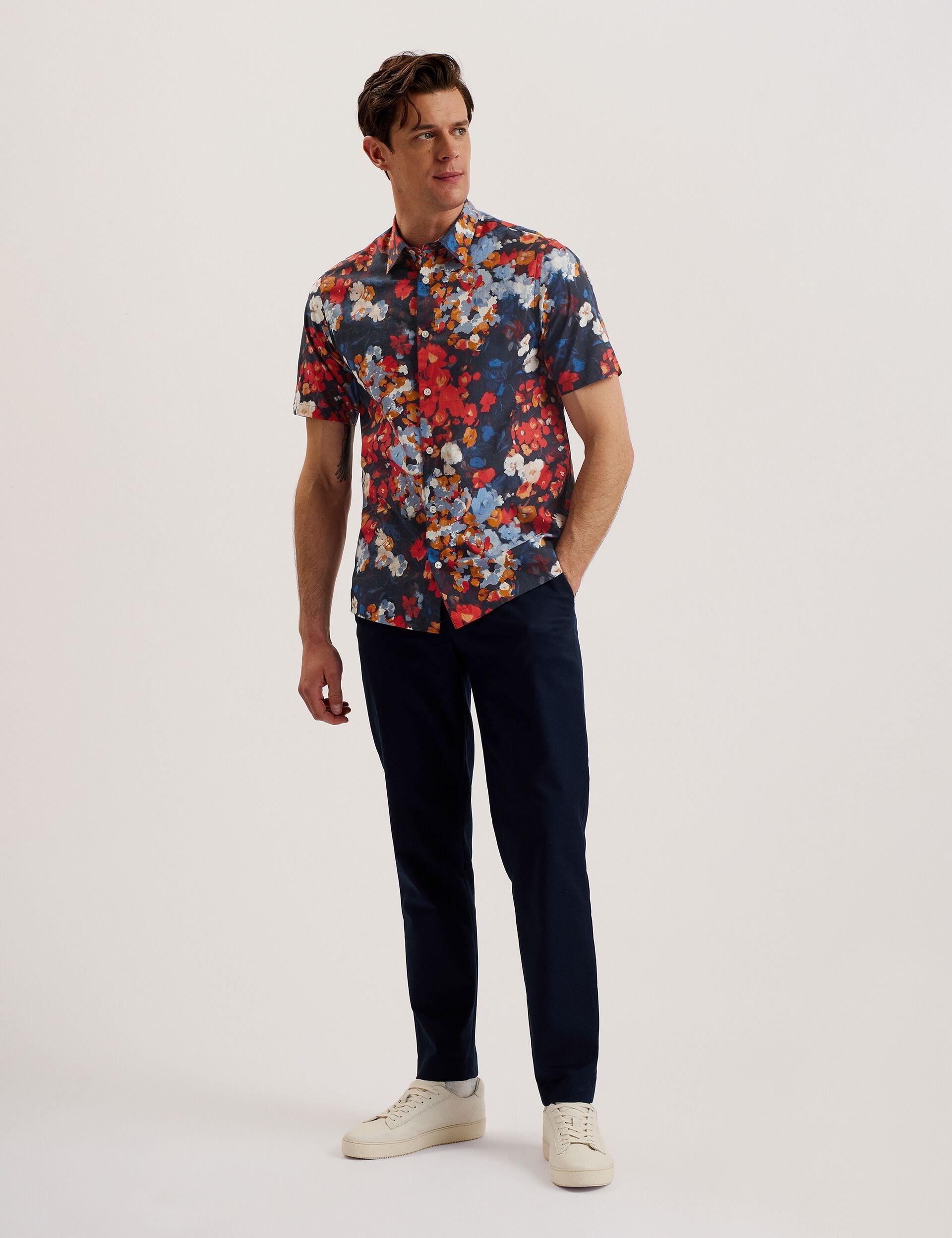 Sale|Men PIERRES - Short Sleeve Camo Floral Shirt - Ted Baker