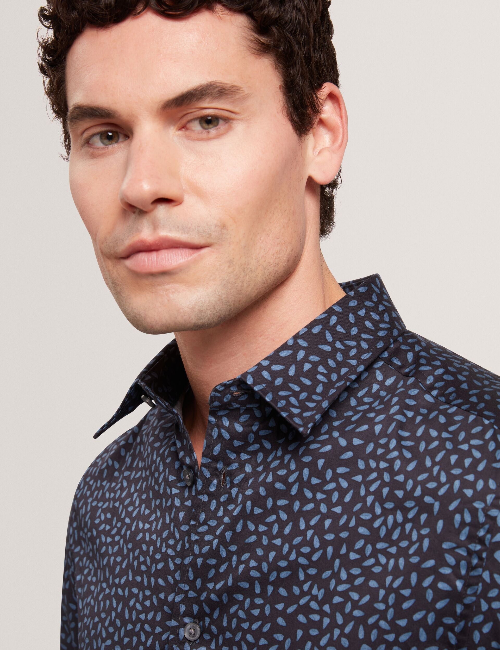 Sale|Men CAMPDEN - Mini Leaf Print Short Sleeve Cotton Shirt - Ted Baker