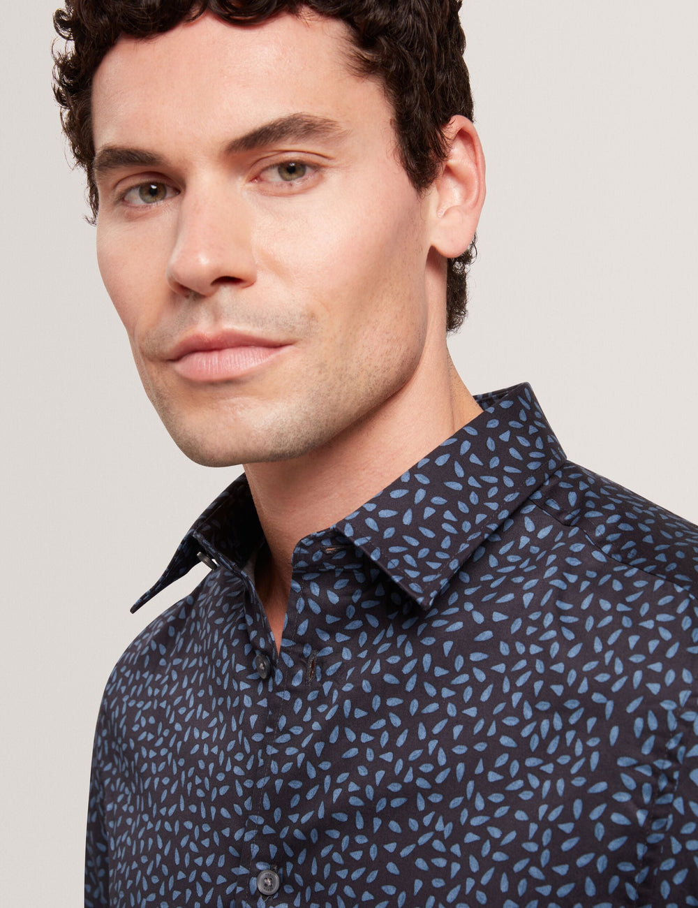 Sale|Men CAMPDEN - Mini Leaf Print Short Sleeve Cotton Shirt - Ted Baker