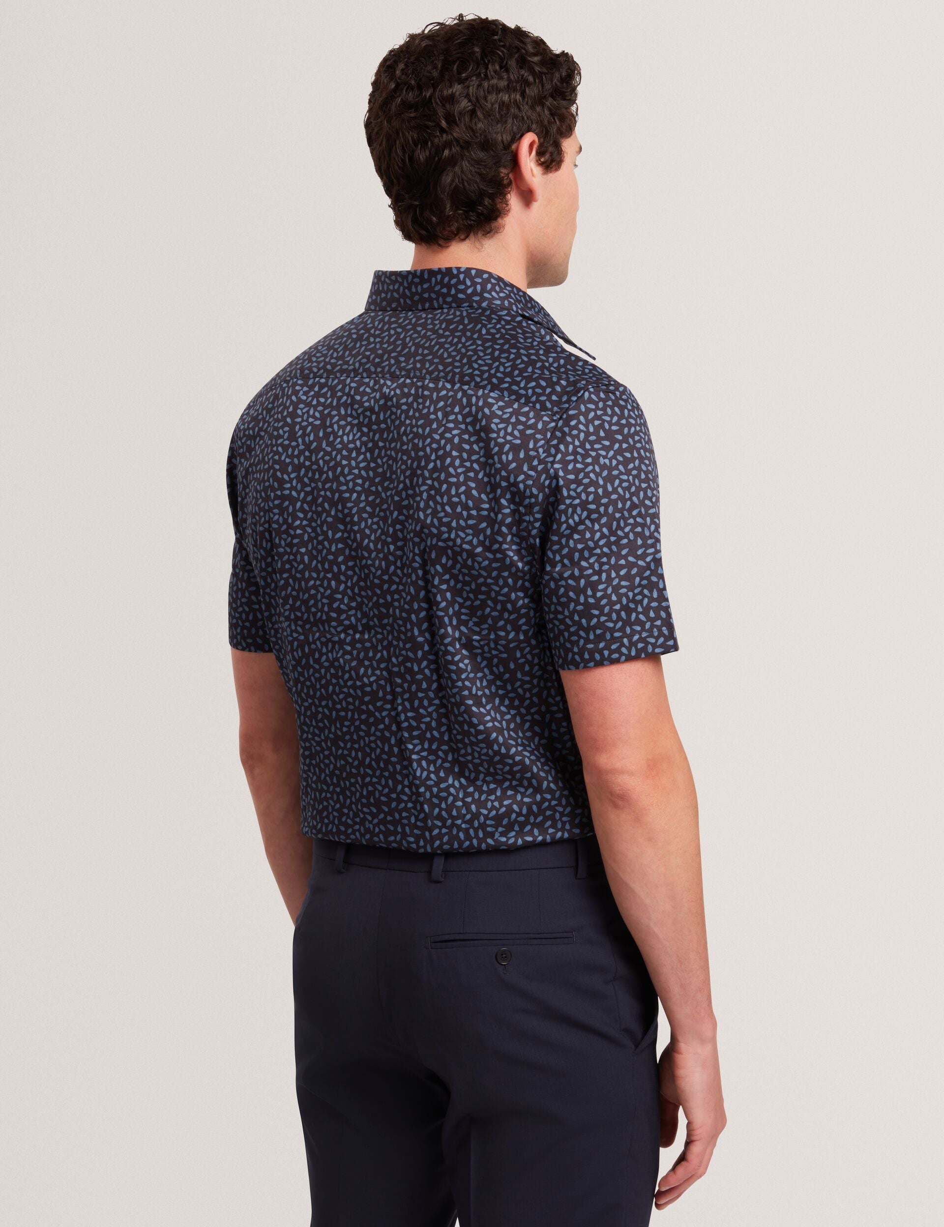 Sale|Men CAMPDEN - Mini Leaf Print Short Sleeve Cotton Shirt - Ted Baker