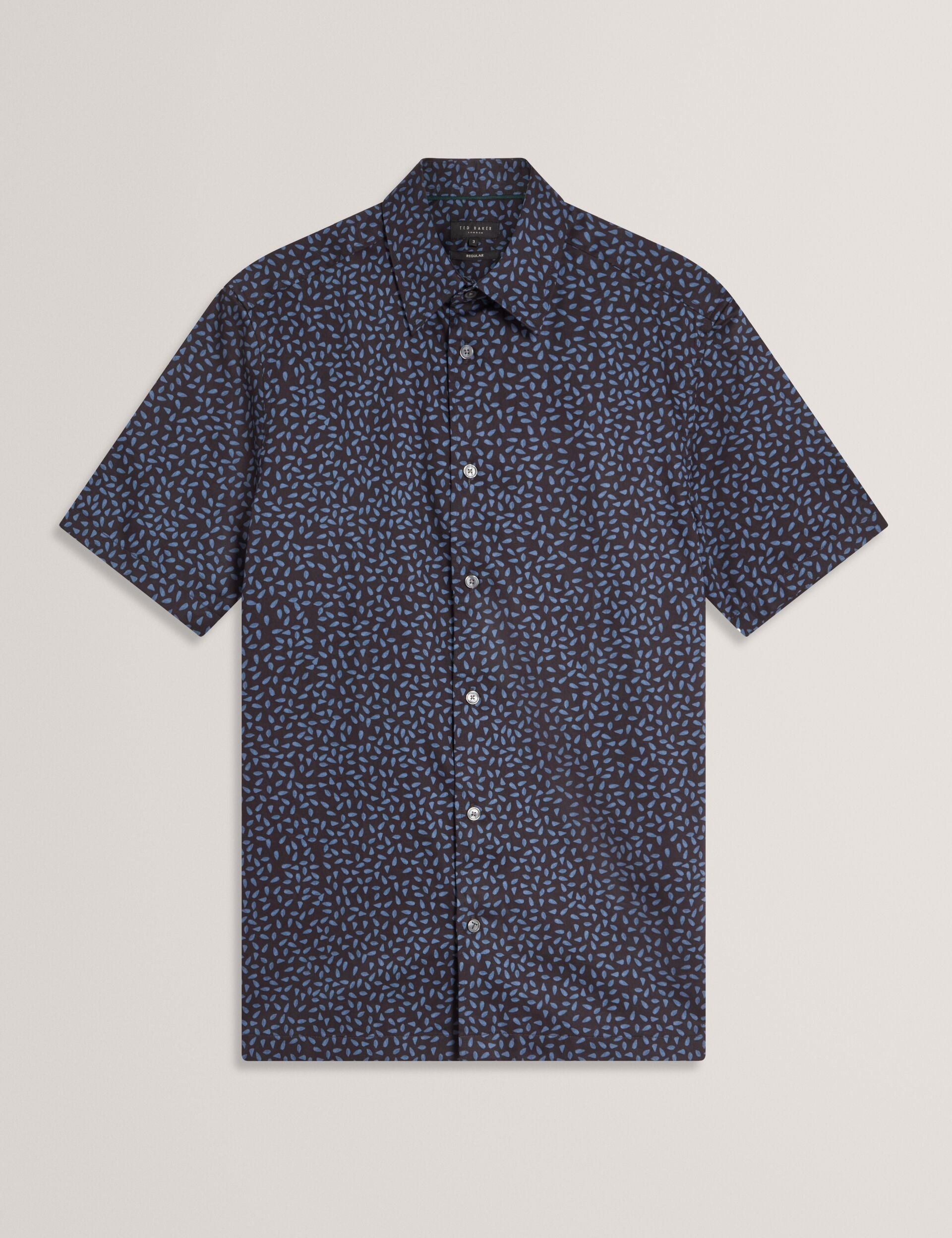 Sale|Men CAMPDEN - Mini Leaf Print Short Sleeve Cotton Shirt - Ted Baker
